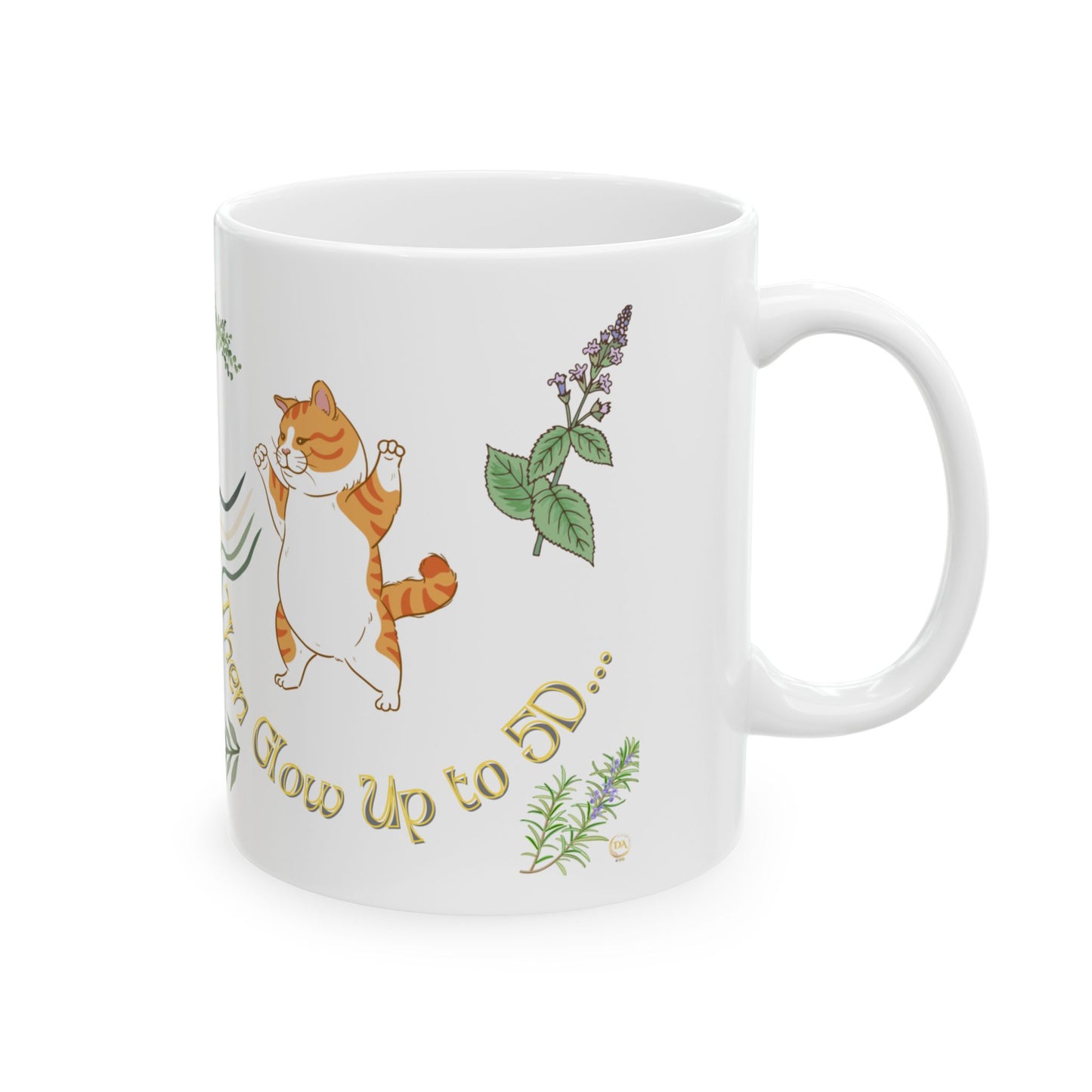 Ceramic Cat Mug, (11oz, 15oz) Cat Lover Spiritual Gangster Sage for Divine Protection, Gift for Him or Her, Unique Boutique Holiday Christmas Spiritual Birthday Gift, 5D Earth Art by Divine Arts