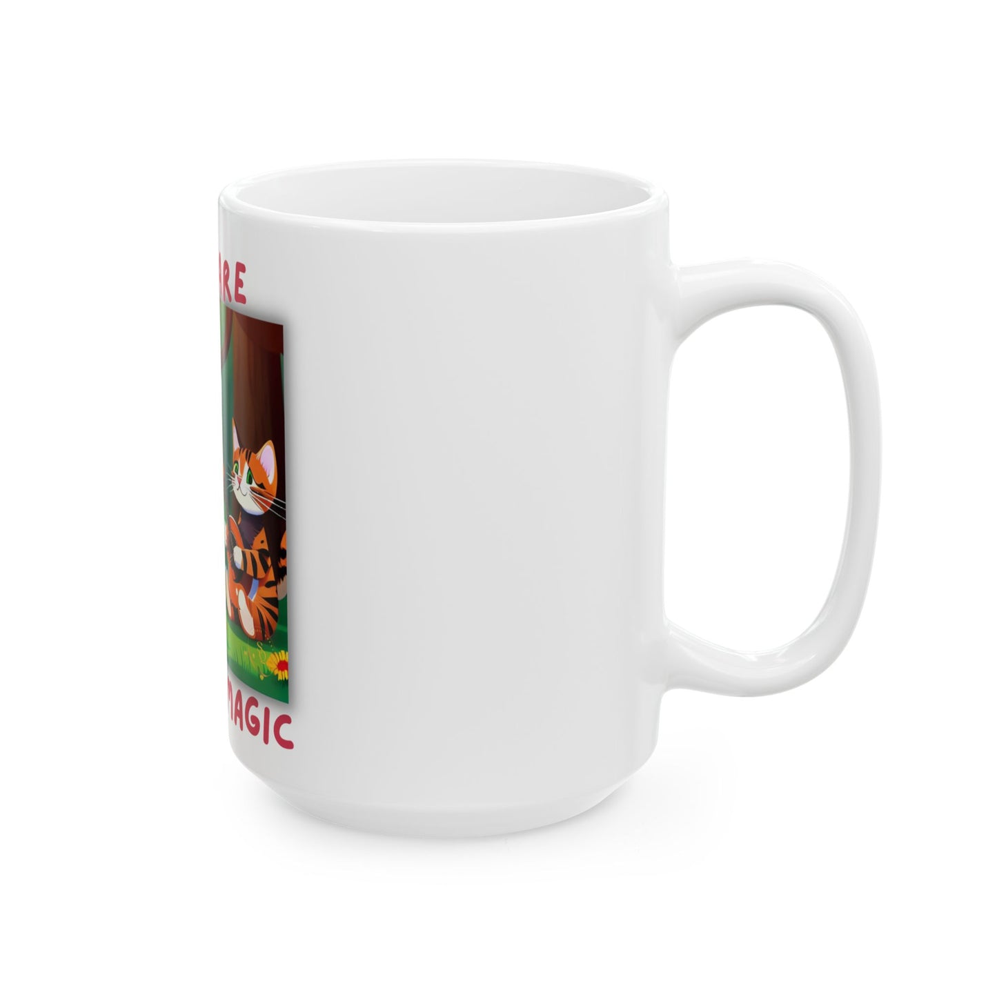 Cats Are Music & Magic Ceramic Mug (11oz & 15oz) — Cute Orange Tabby Cat Duo Coffee Cup by Divine Arts