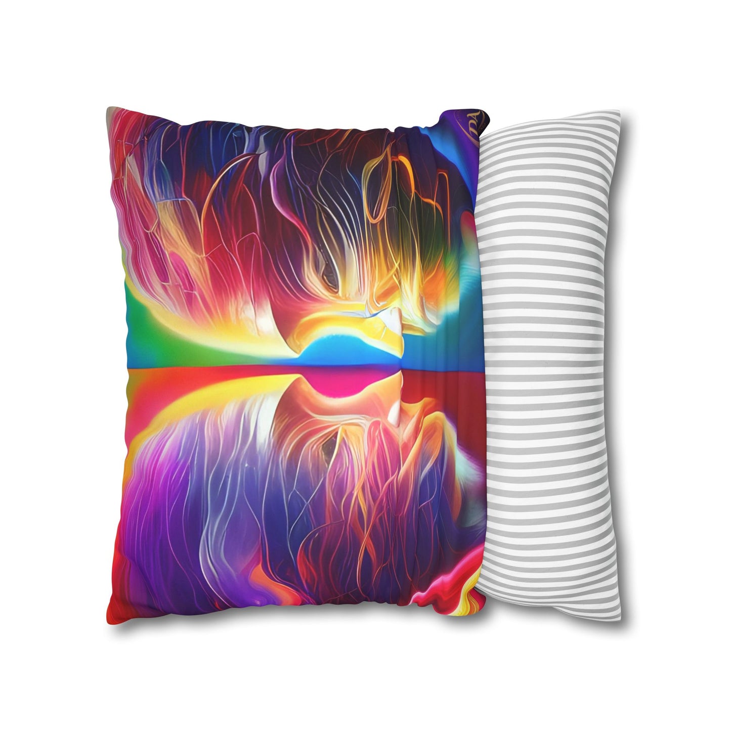 Divine Arts Psychedelic Fantasy Hierogamic Divine Union Kingdom Within Double-Sided Print Rainbow Colors Faux Suede Square Pillow Cover