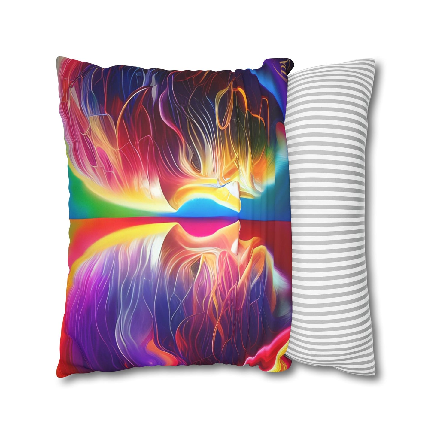 Divine Arts Psychedelic Fantasy Hierogamic Divine Union Kingdom Within Double-Sided Print Rainbow Colors Faux Suede Square Pillow Cover