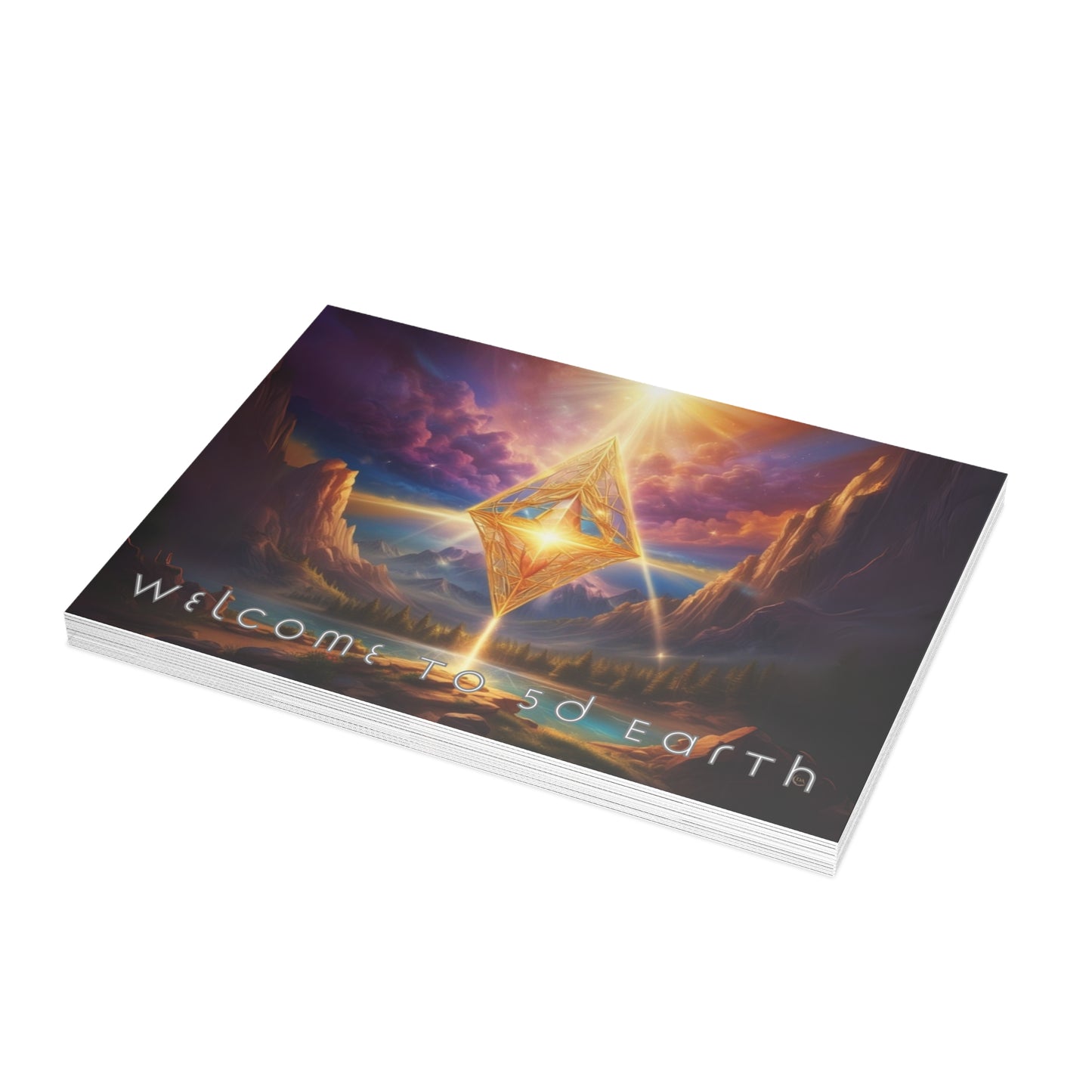 Greeting Cards (10, 30, & 50, 5" x 7" Double Coated), Earth 5D, Merkaba Art, Earth Chakra, Golden Age, Ascension, Digital Art, Christmas, Holiday Earth Day, Rumi Sufi Mystic Inspirational Poetry Quotes, Gift for Him or Her, by Divine Arts