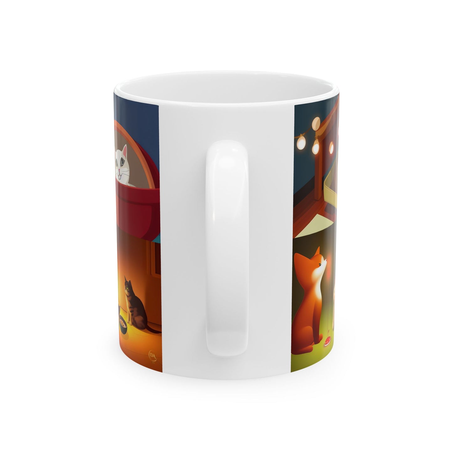 Cat Lover Ceramic Mug (11 oz, 15 oz) - Daily Life of Cats Animation Vignettes Pet Gift for Him or Her by Divine Arts