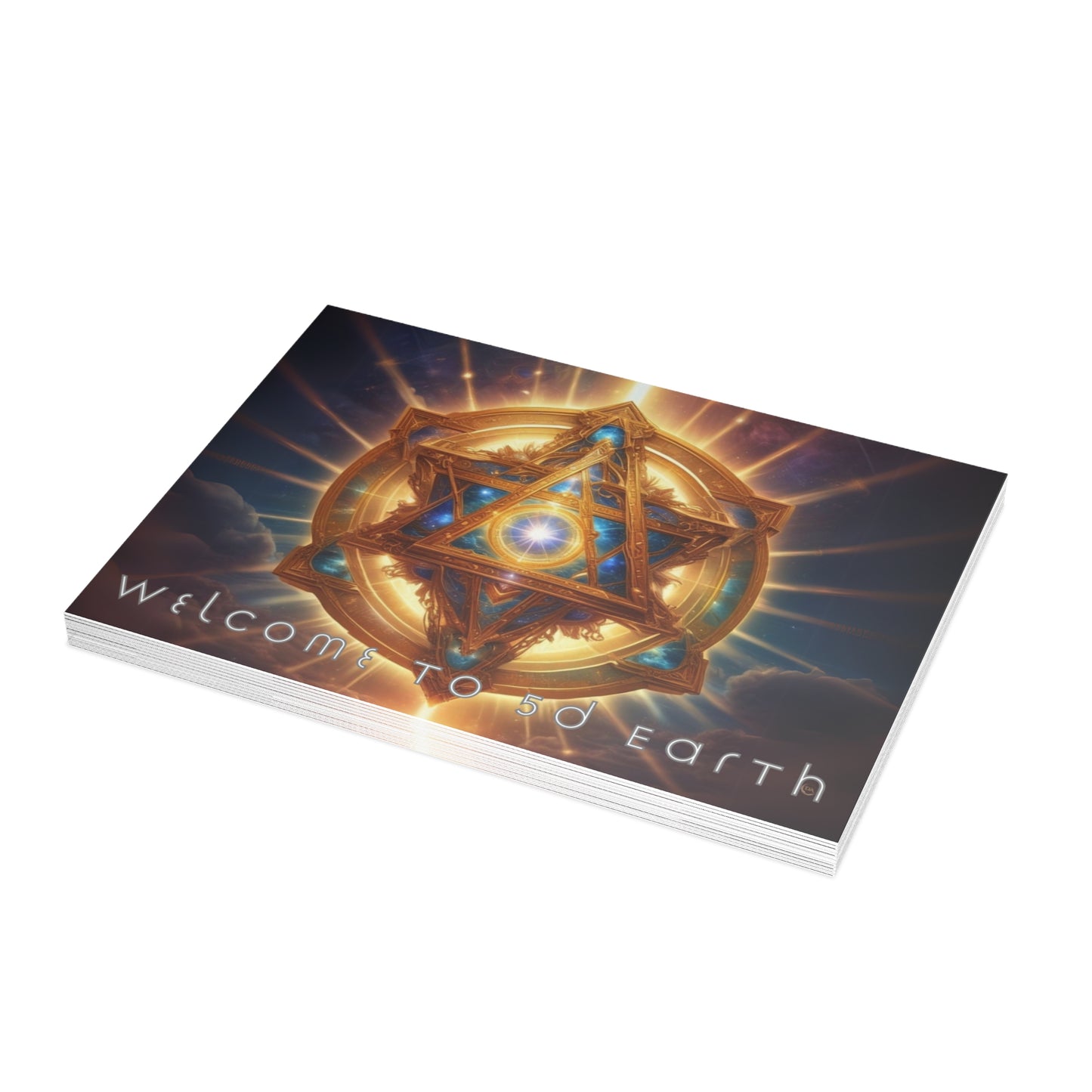 Greeting Cards (10, 30, & 50, 5" x 7" Double Coated), Earth 5D, Merkaba Art, Earth Chakra, Golden Age, Ascension, Digital Art, Christmas, Holiday Earth Day, Rumi Sufi Mystic Inspirational Poetry Quotes, Gift for Him or Her, by Divine Arts