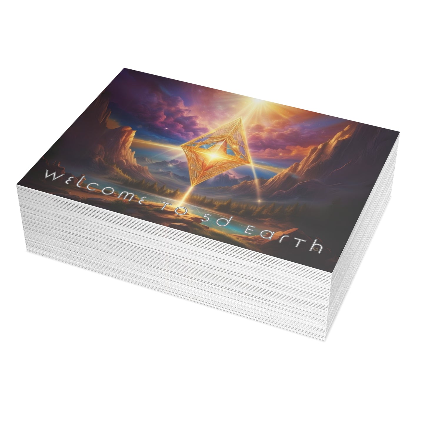 Greeting Cards (10, 30, & 50, 5" x 7" Double Coated), Earth 5D, Merkaba Art, Earth Chakra, Golden Age, Ascension, Digital Art, Christmas, Holiday Earth Day, Rumi Sufi Mystic Inspirational Poetry Quotes, Gift for Him or Her, by Divine Arts