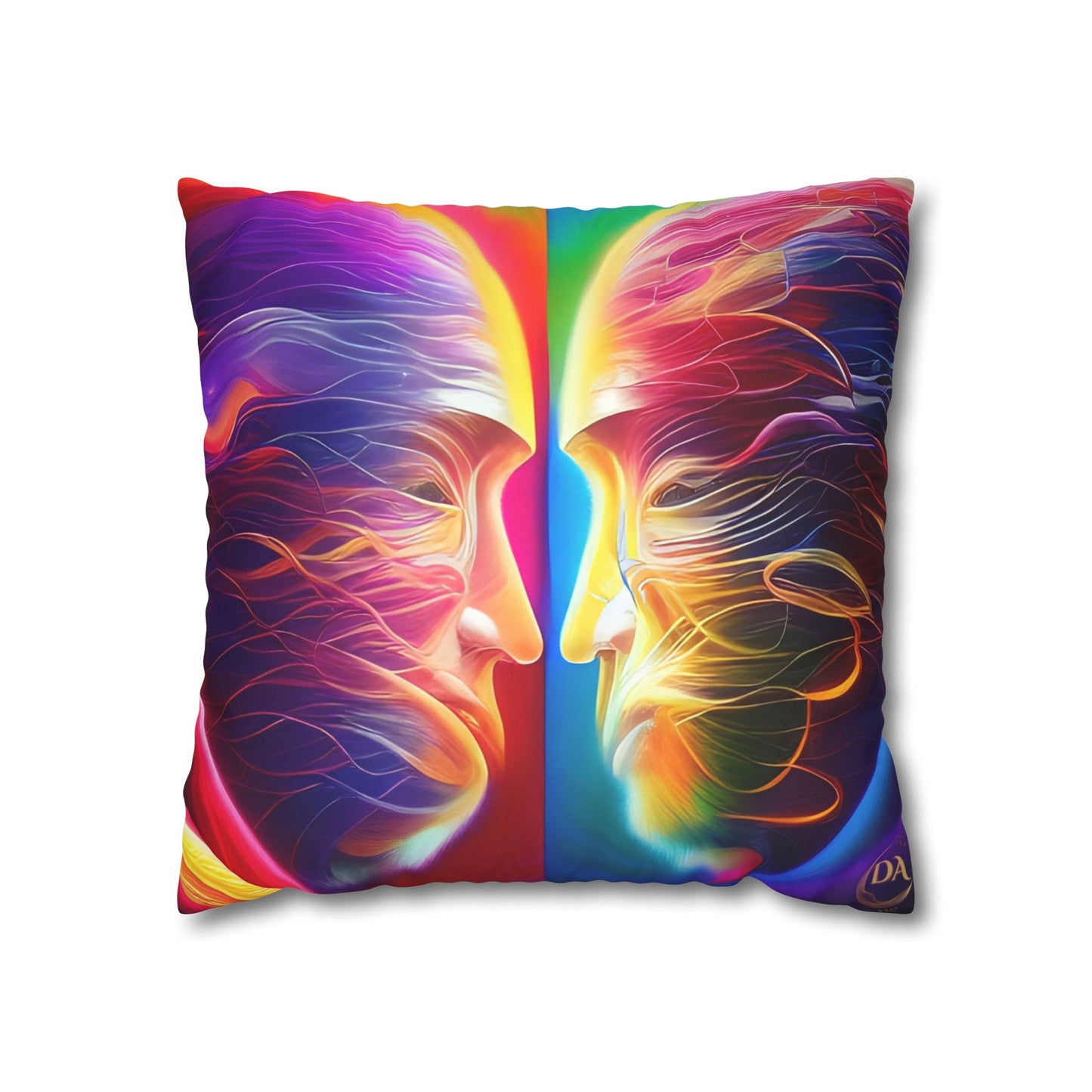 Divine Arts Psychedelic Fantasy Hierogamic Divine Union Kingdom Within Double-Sided Print Rainbow Colors Faux Suede Square Pillow Cover