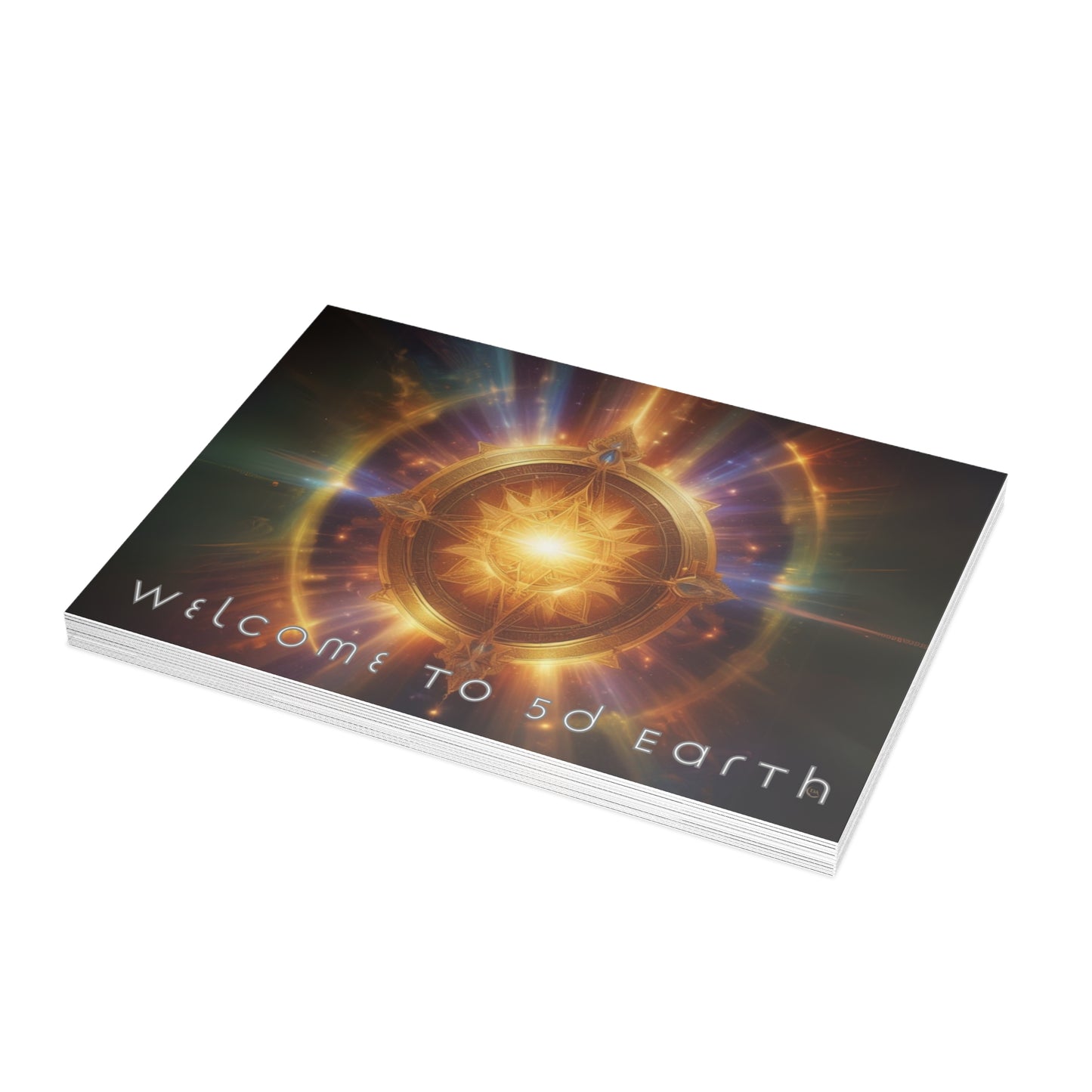 Greeting Cards (10, 30, & 50, 5" x 7" Double Coated), Earth 5D, Merkaba Art, Earth Chakra, Golden Age, Ascension, Digital Art, Christmas, Holiday Earth Day, Rumi Sufi Mystic Inspirational Poetry Quotes, Gift for Him or Her, by Divine Arts