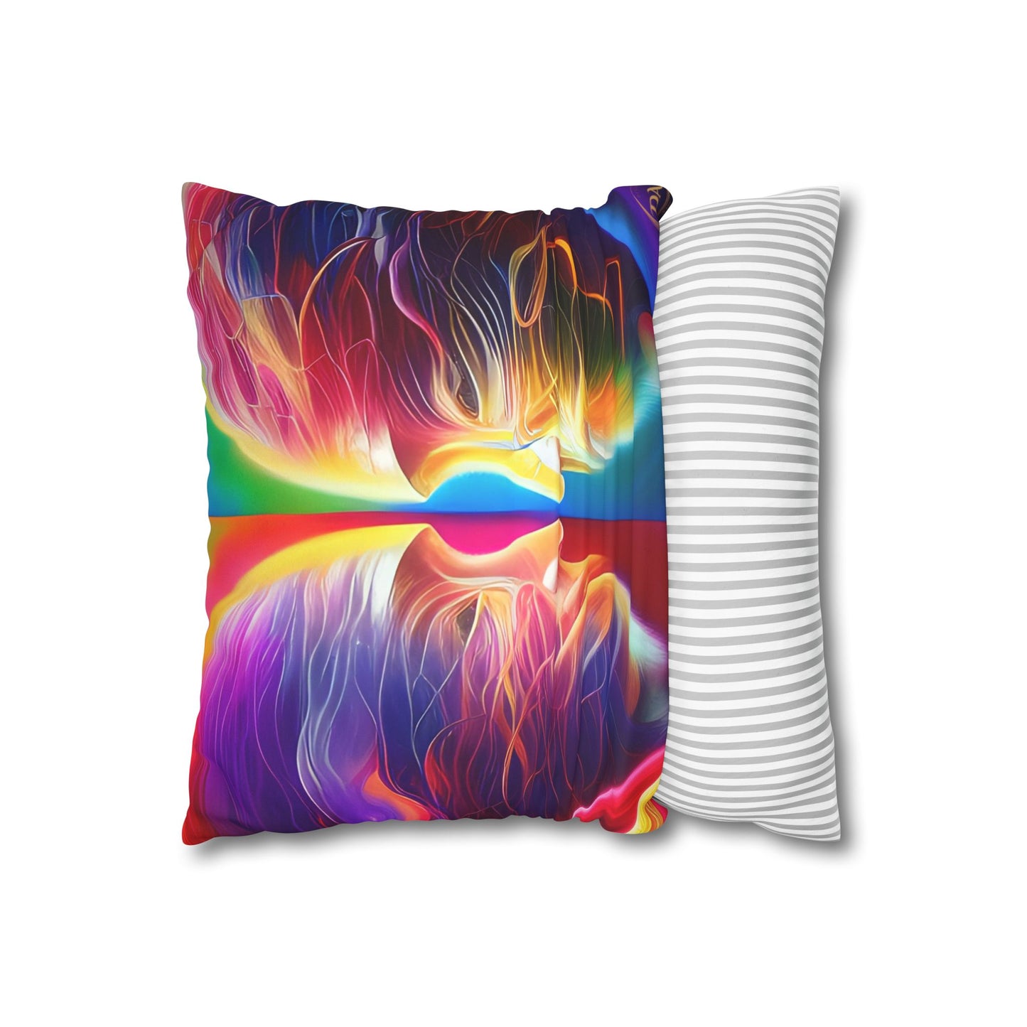 Divine Arts Psychedelic Fantasy Hierogamic Divine Union Kingdom Within Double-Sided Print Rainbow Colors Faux Suede Square Pillow Cover