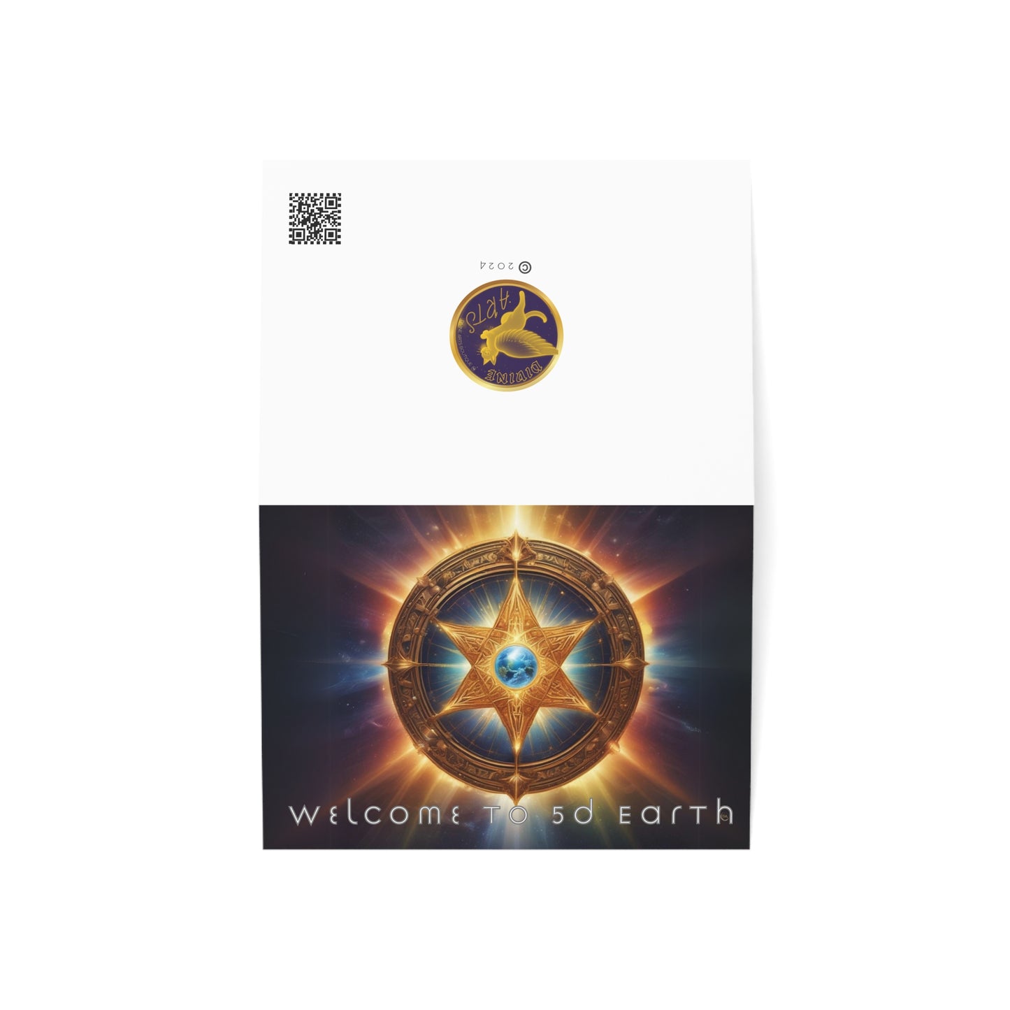 Greeting Cards (10, 30, & 50, 5" x 7" Double Coated), Earth 5D, Merkaba Art, Earth Chakra, Golden Age, Ascension, Digital Art, Christmas, Holiday Earth Day, Rumi Sufi Mystic Inspirational Poetry Quotes, Gift for Him or Her, by Divine Arts