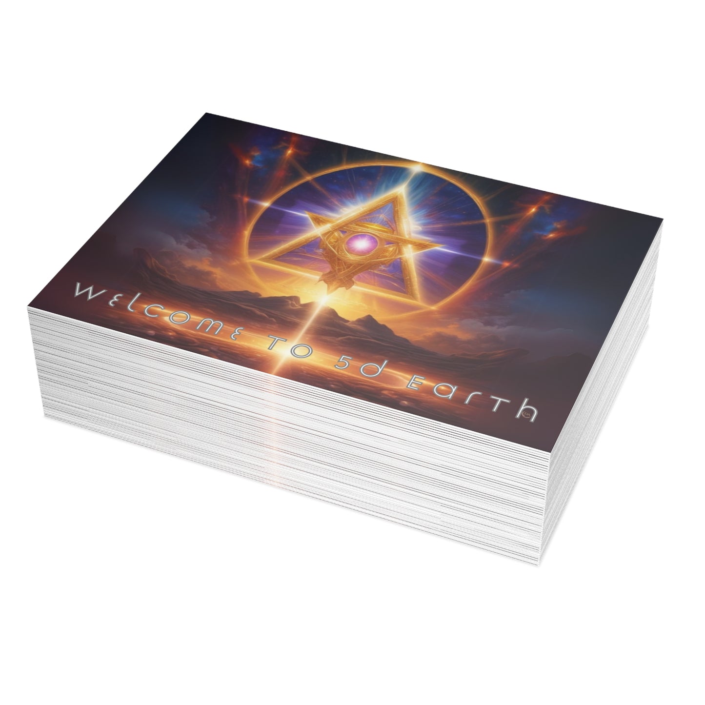 Greeting Cards (10, 30, & 50, 5" x 7" Double Coated), Earth 5D, Merkaba Art, Earth Chakra, Golden Age, Ascension, Digital Art, Christmas, Holiday Earth Day, Rumi Sufi Mystic Inspirational Poetry Quotes, Gift for Him or Her, by Divine Arts