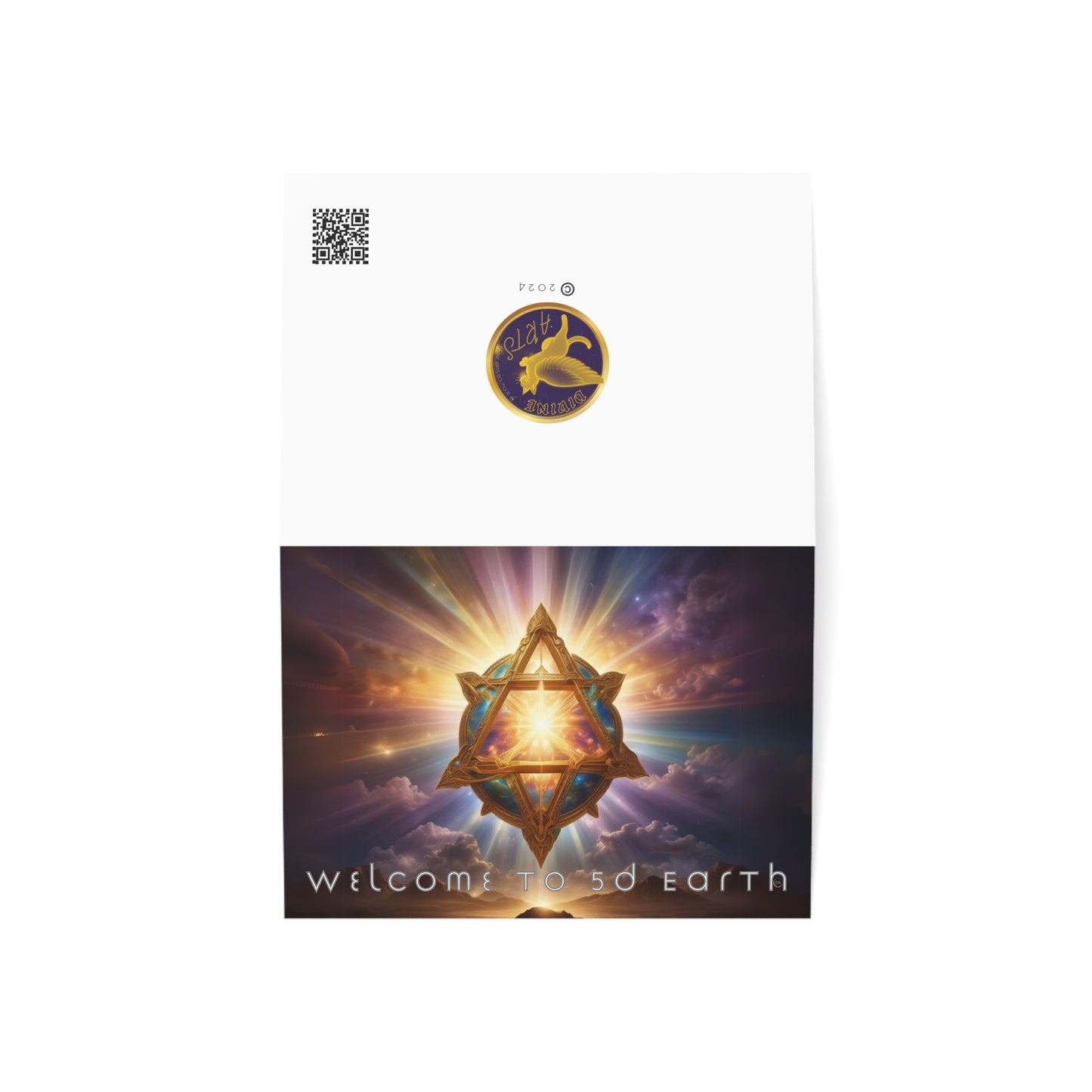 Greeting Cards (10, 30, & 50, 5" x 7" Double Coated), Earth 5D, Merkaba Art, Earth Chakra, Golden Age, Ascension, Digital Art, Christmas, Holiday Earth Day, Rumi Sufi Mystic Inspirational Poetry Quotes, Gift for Him or Her, by Divine Arts