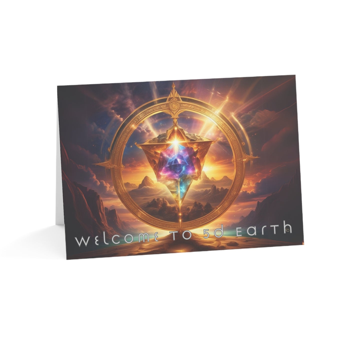 Greeting Cards (10, 30, & 50, 5" x 7" Double Coated), Earth 5D, Merkaba Art, Earth Chakra, Golden Age, Ascension, Digital Art, Christmas, Holiday Earth Day, Rumi Sufi Mystic Inspirational Poetry Quotes, Gift for Him or Her, by Divine Arts