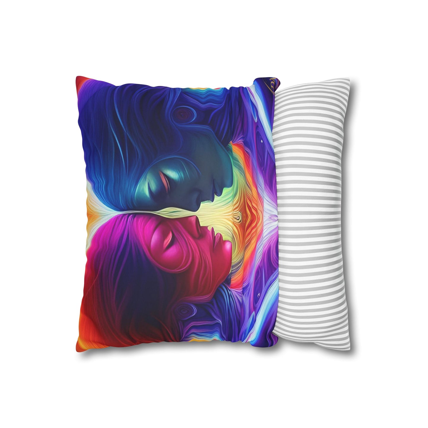 Divine Arts Psychedelic Fantasy Hierogamic Divine Union Kingdom Within Double-Sided Print Rainbow Colors Faux Suede Square Pillow Cover
