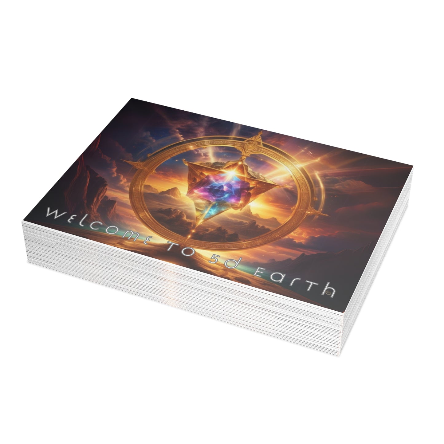 Greeting Cards (10, 30, & 50, 5" x 7" Double Coated), Earth 5D, Merkaba Art, Earth Chakra, Golden Age, Ascension, Digital Art, Christmas, Holiday Earth Day, Rumi Sufi Mystic Inspirational Poetry Quotes, Gift for Him or Her, by Divine Arts