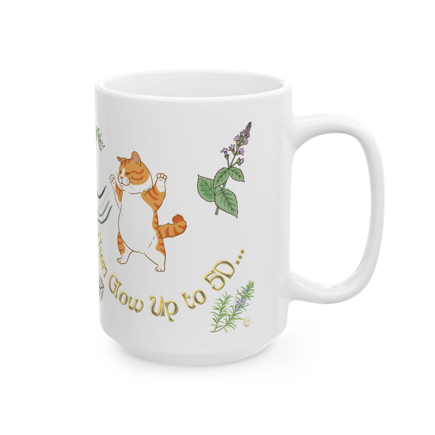 Ceramic Cat Mug, (11oz, 15oz) Cat Lover Spiritual Gangster Sage for Divine Protection, Gift for Him or Her, Unique Boutique Holiday Christmas Spiritual Birthday Gift, 5D Earth Art by Divine Arts