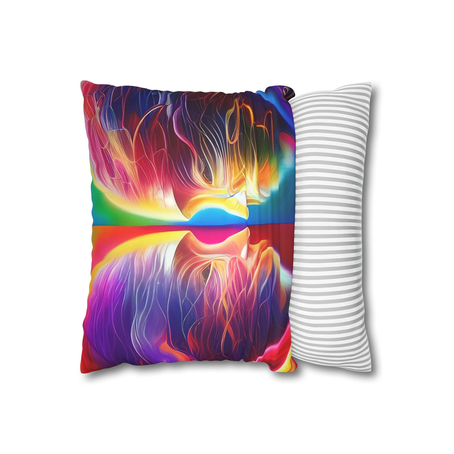 Divine Arts Psychedelic Fantasy Hierogamic Divine Union Kingdom Within Double-Sided Print Rainbow Colors Faux Suede Square Pillow Cover