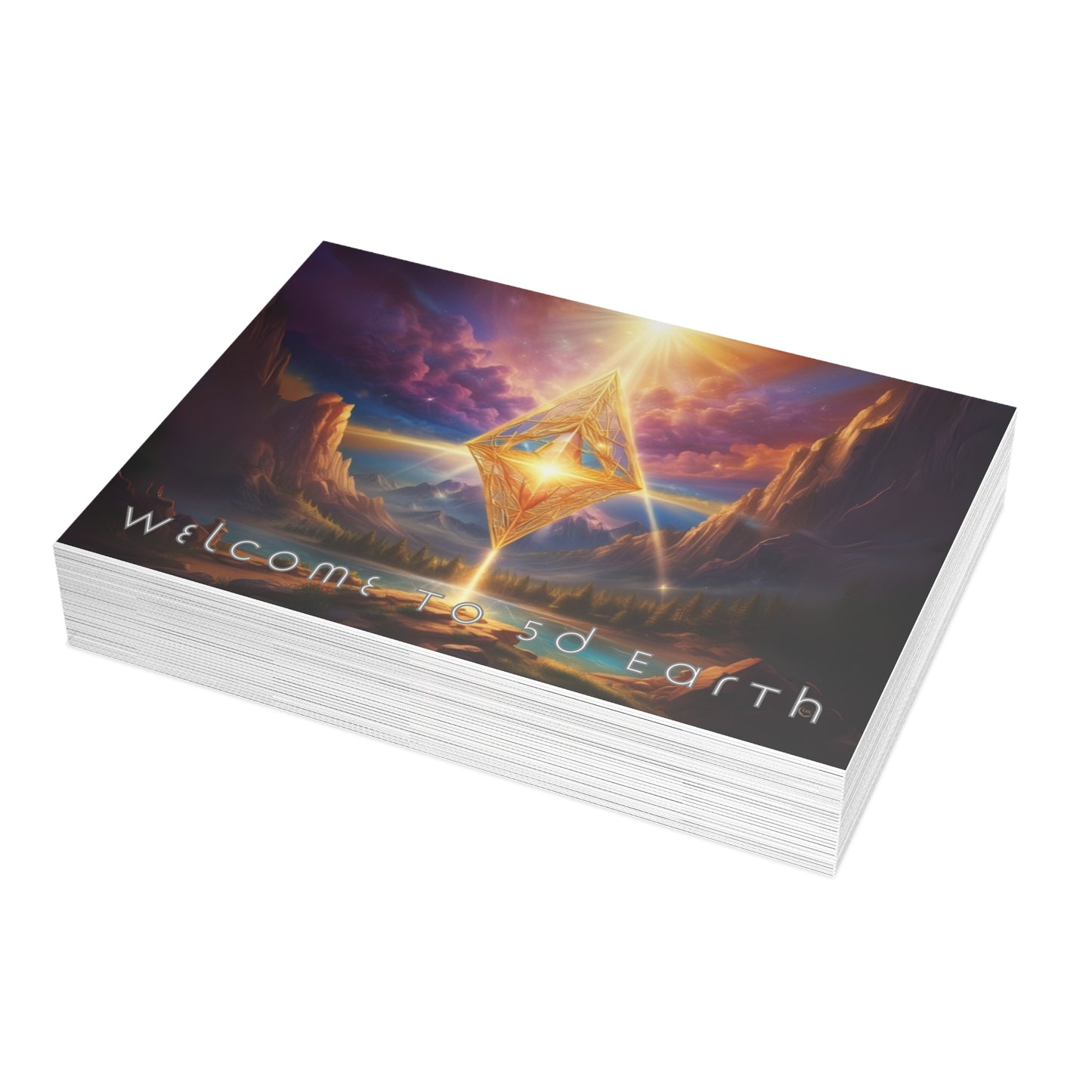 Greeting Cards (10, 30, & 50, 5" x 7" Double Coated), Earth 5D, Merkaba Art, Earth Chakra, Golden Age, Ascension, Digital Art, Christmas, Holiday Earth Day, Rumi Sufi Mystic Inspirational Poetry Quotes, Gift for Him or Her, by Divine Arts