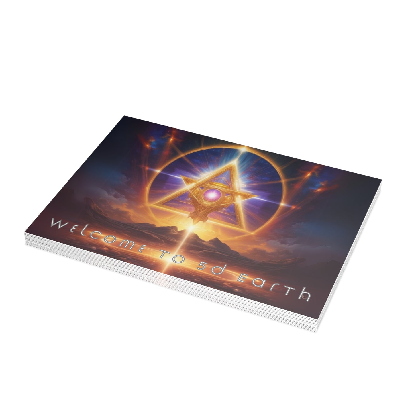 Greeting Cards (10, 30, & 50, 5" x 7" Double Coated), Earth 5D, Merkaba Art, Earth Chakra, Golden Age, Ascension, Digital Art, Christmas, Holiday Earth Day, Rumi Sufi Mystic Inspirational Poetry Quotes, Gift for Him or Her, by Divine Arts