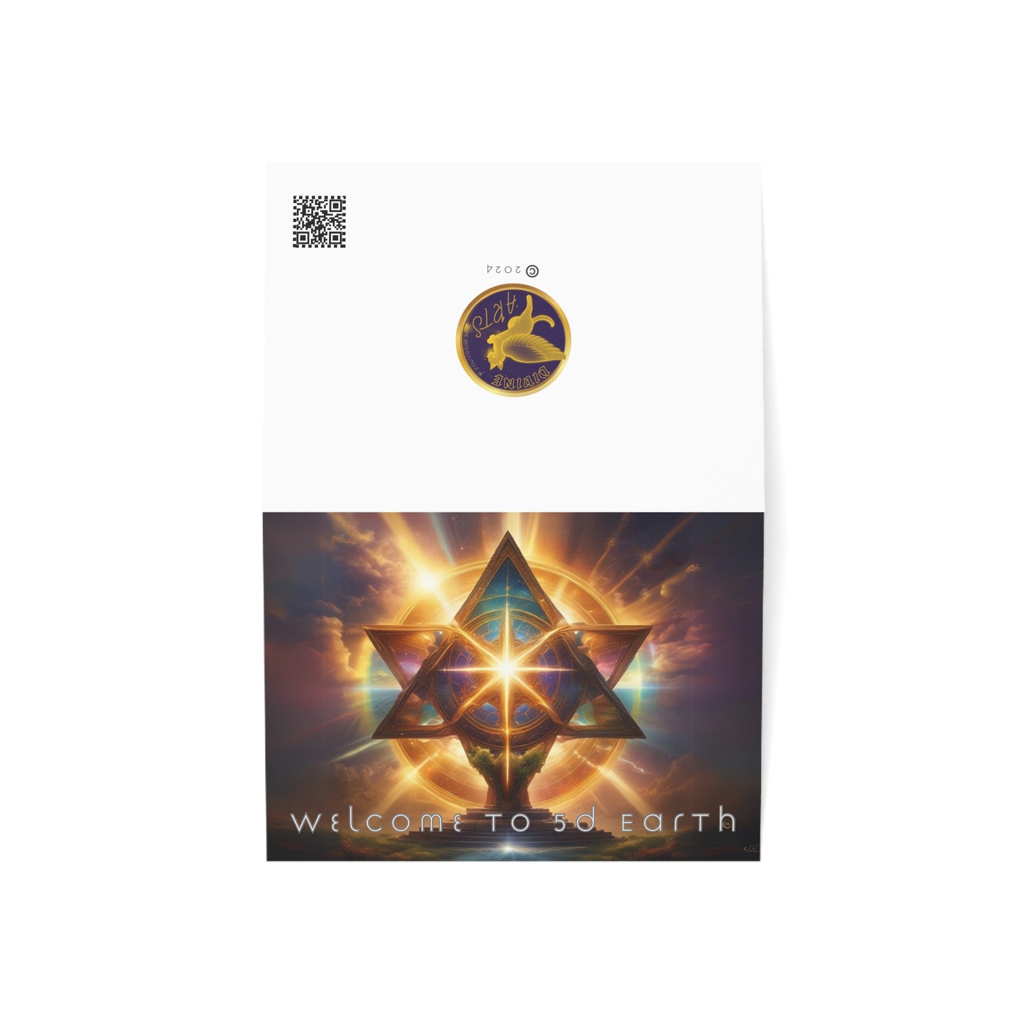 Greeting Cards (10, 30, & 50, 5" x 7" Double Coated), Earth 5D, Merkaba Art, Earth Chakra, Golden Age, Ascension, Digital Art, Christmas, Holiday Earth Day, Rumi Sufi Mystic Inspirational Poetry Quotes, Gift for Him or Her, by Divine Arts
