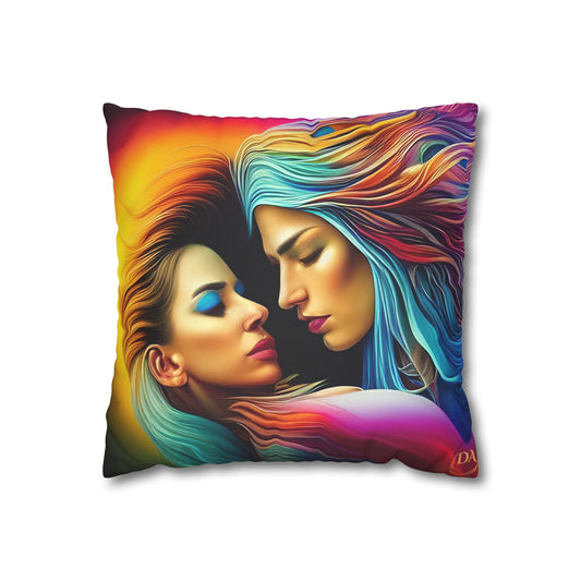 Divine Arts Psychedelic Fantasy Hierogamic Divine Union Kingdom Within Double-Sided Print Rainbow Colors Faux Suede Square Pillow Cover