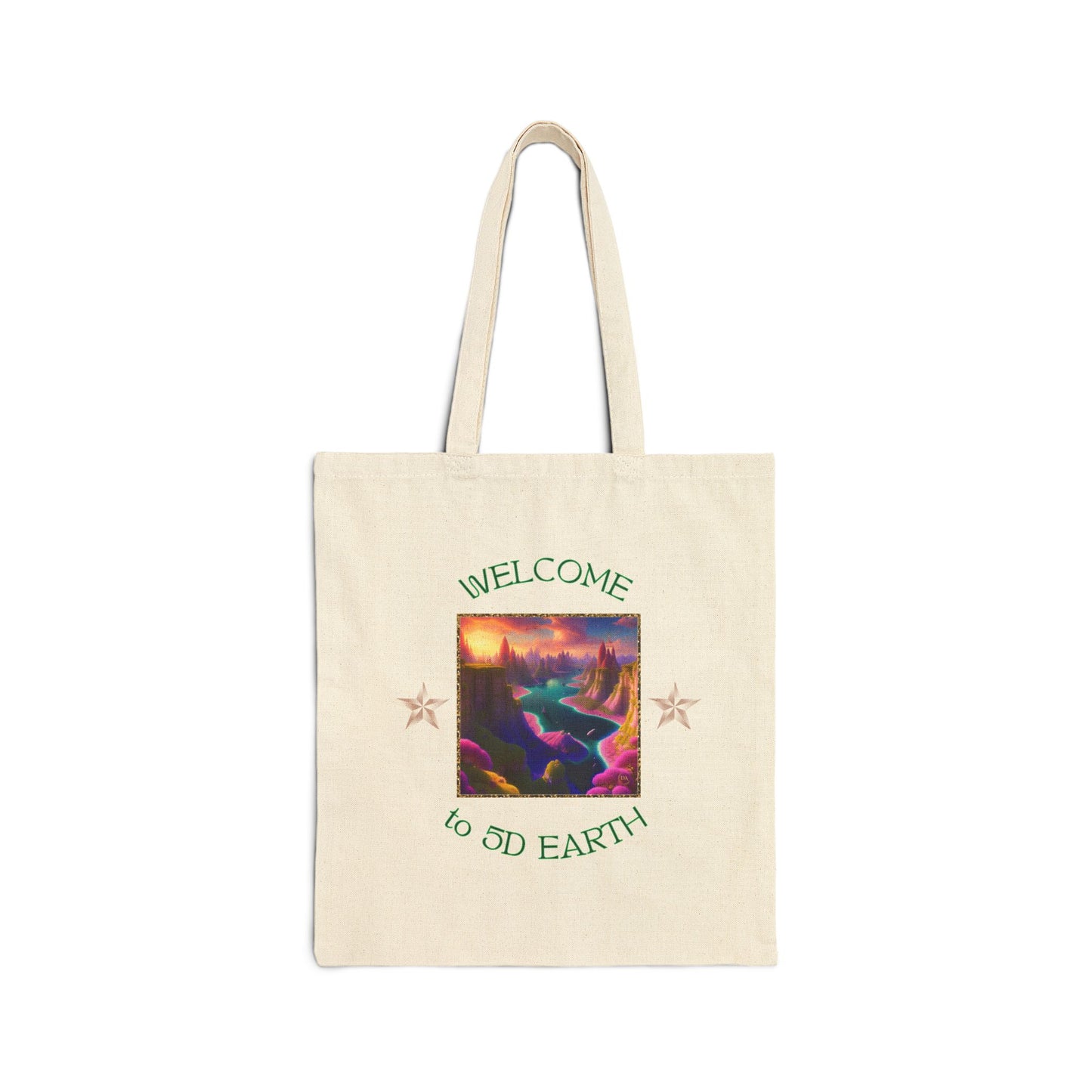 Divine Arts 100% Cotton Canvas Compact Lightweight Spiritual Fantasy Utopia Earth 5D Freedom Ascension Art Tote Bag