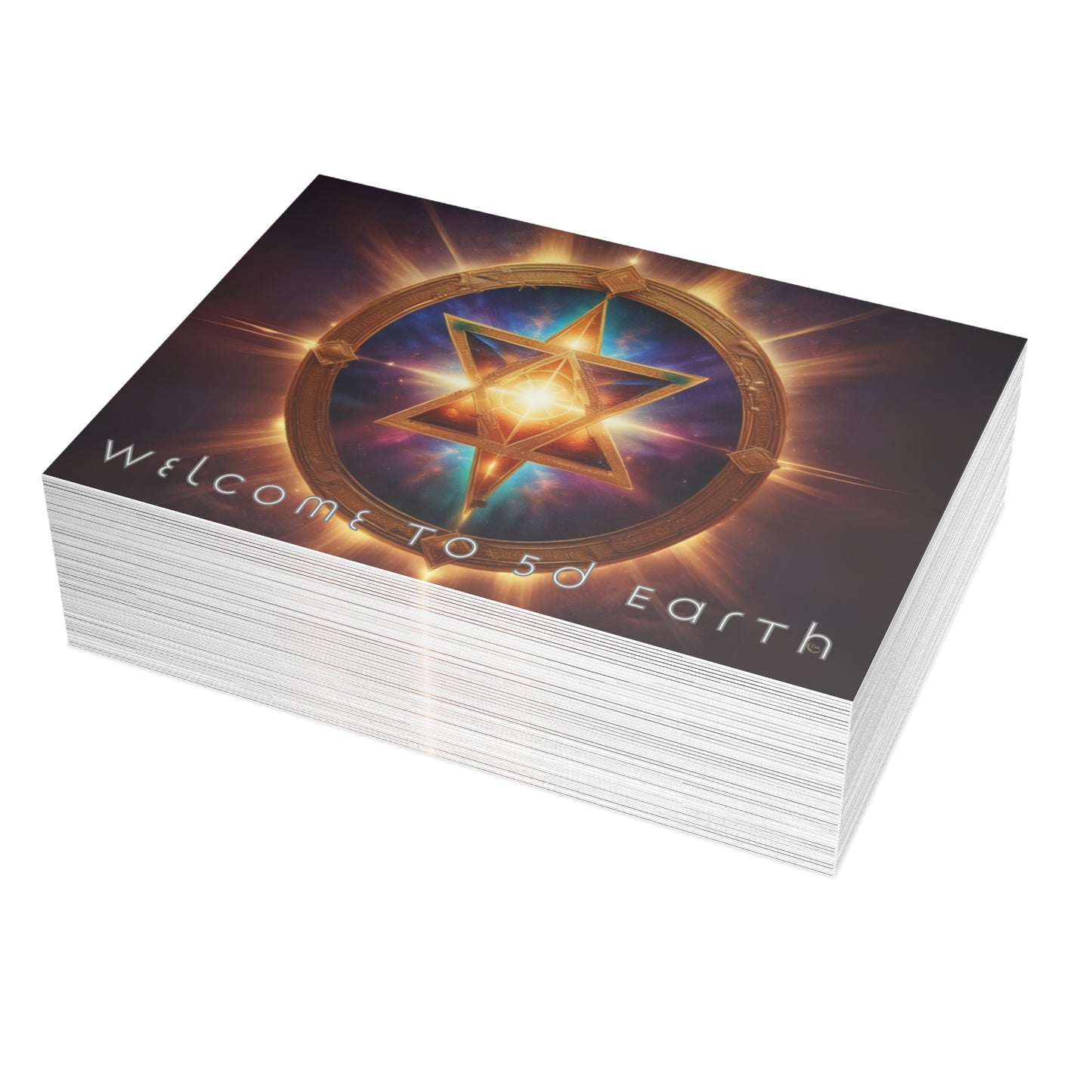 Greeting Cards (10, 30, & 50, 5" x 7" Double Coated), Earth 5D, Merkaba Art, Earth Chakra, Golden Age, Ascension, Digital Art, Christmas, Holiday Earth Day, Rumi Sufi Mystic Inspirational Poetry Quotes, Gift for Him or Her, by Divine Arts