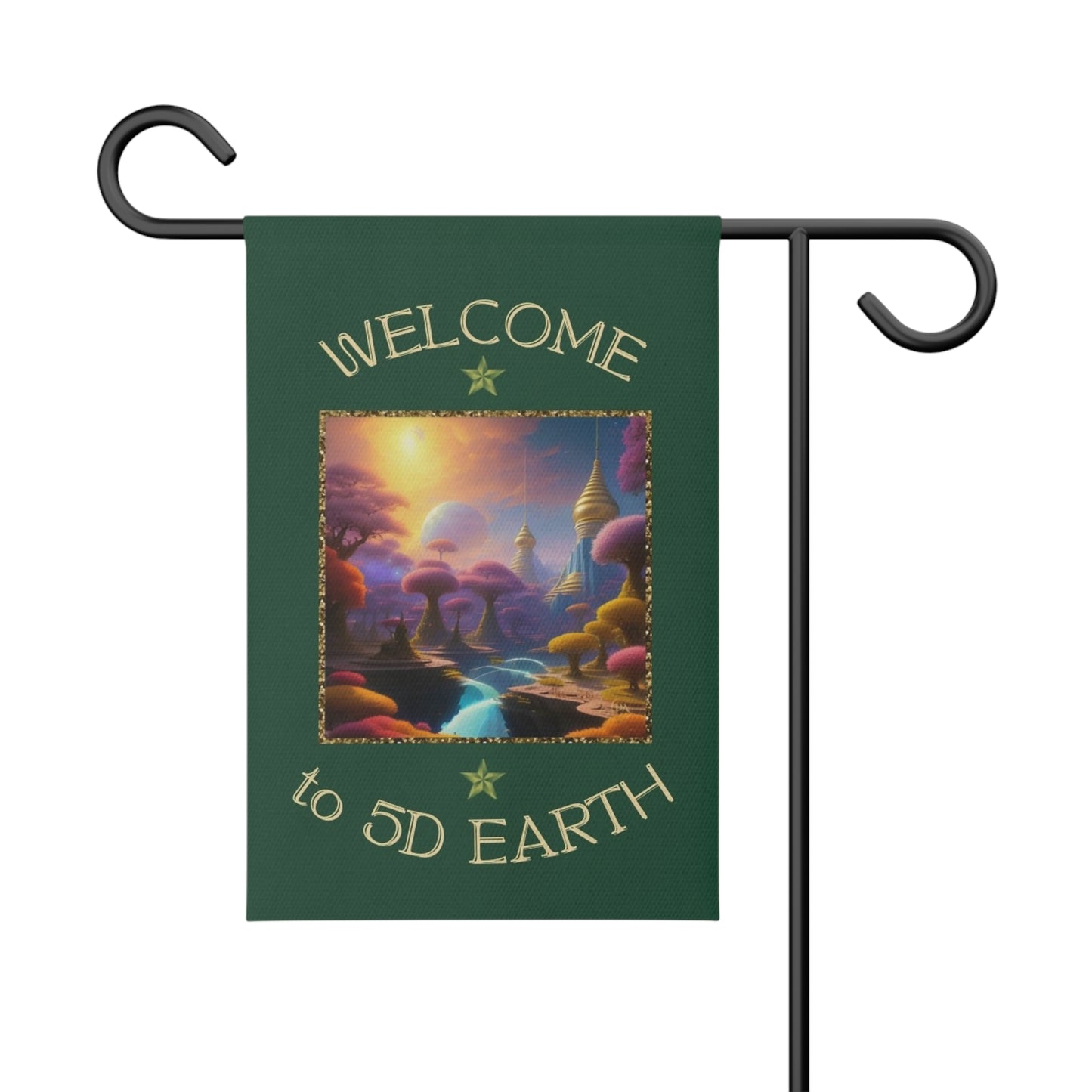 Divine Arts Garden Banner 100% Polyester 100% Weatherproof Water Resistant Fade Resistant 12" x 18" Double-Sided for Earth 5D Unity Consciousness Everyday is Earth Day Inspiration Garden Deoor Lightworker Yard Art