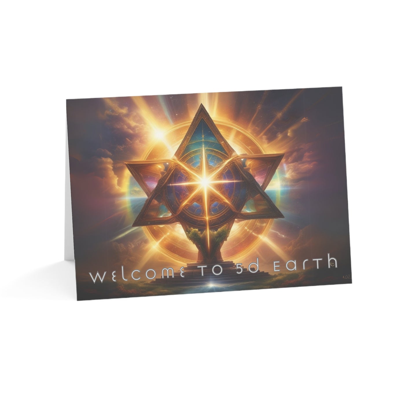 Greeting Cards (10, 30, & 50, 5" x 7" Double Coated), Earth 5D, Merkaba Art, Earth Chakra, Golden Age, Ascension, Digital Art, Christmas, Holiday Earth Day, Rumi Sufi Mystic Inspirational Poetry Quotes, Gift for Him or Her, by Divine Arts