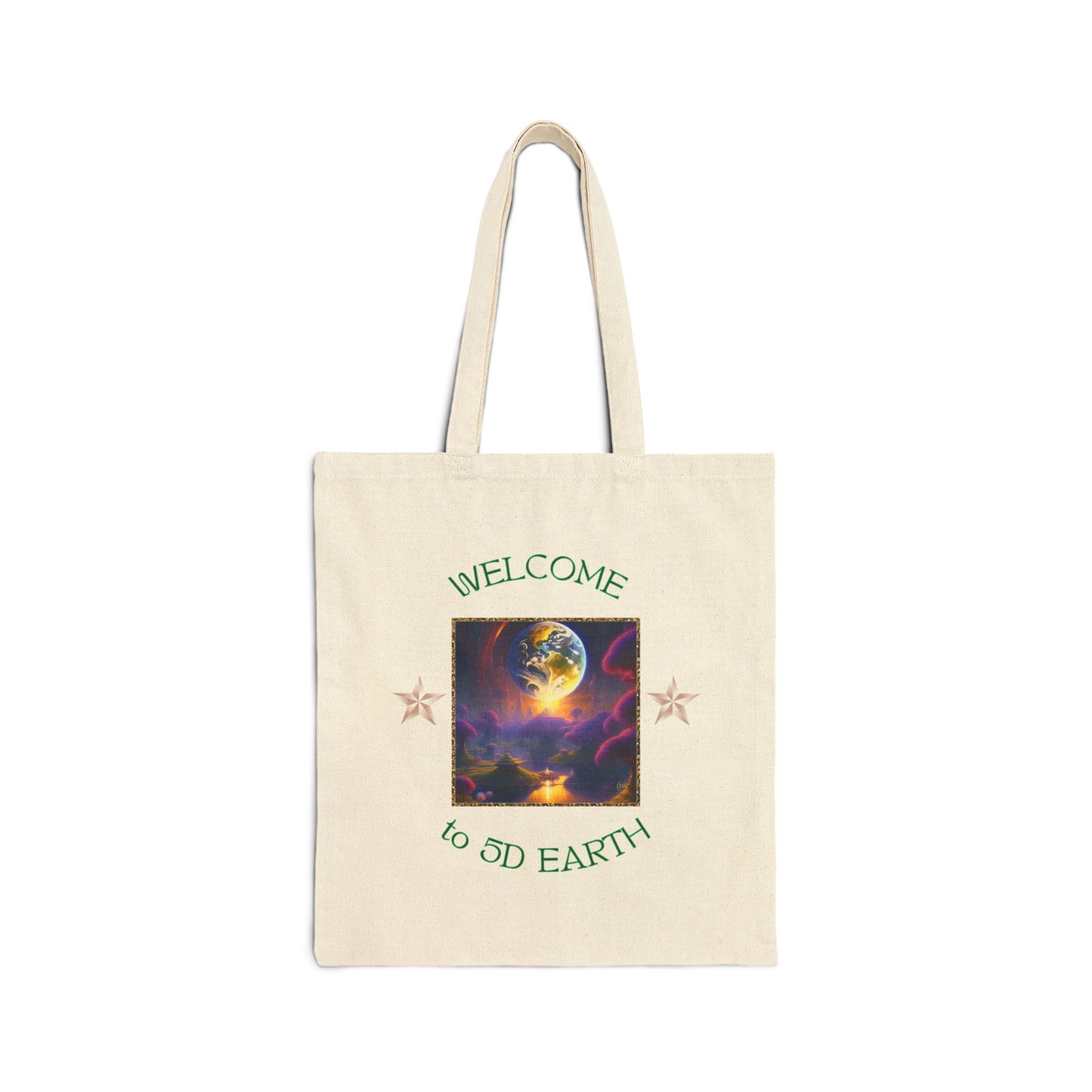 Divine Arts 100% Cotton Canvas Compact Lightweight Spiritual Fantasy Utopia Earth 5D Freedom Ascension Art Tote Bag