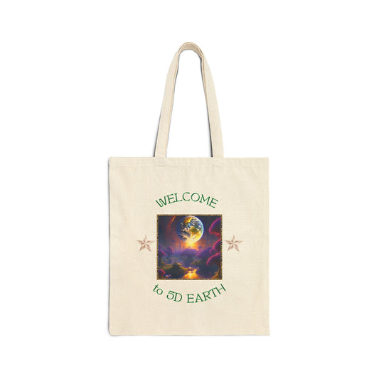 Divine Arts 100% Cotton Canvas Compact Lightweight Spiritual Fantasy Utopia Earth 5D Freedom Ascension Art Tote Bag