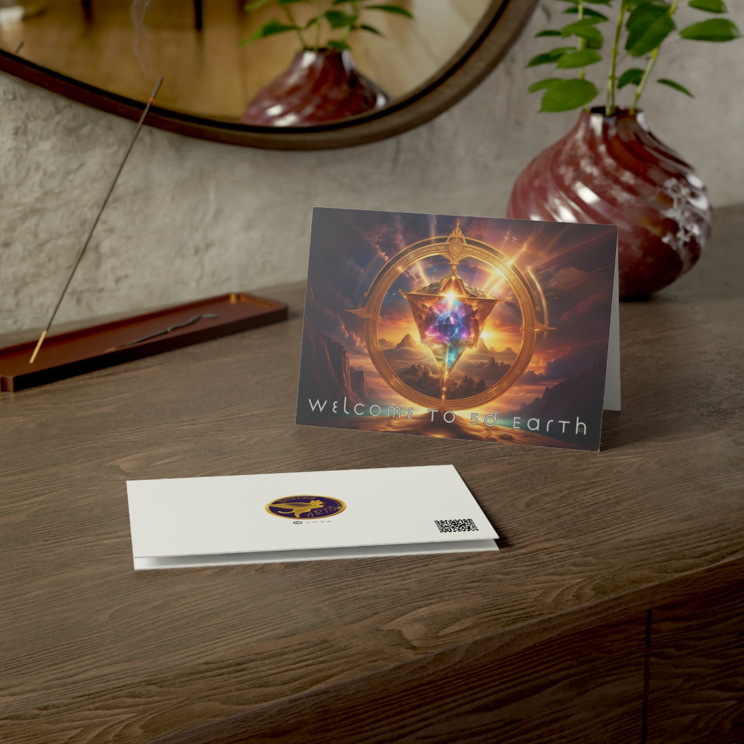Greeting Cards (10, 30, & 50, 5" x 7" Double Coated), Earth 5D, Merkaba Art, Earth Chakra, Golden Age, Ascension, Digital Art, Christmas, Holiday Earth Day, Rumi Sufi Mystic Inspirational Poetry Quotes, Gift for Him or Her, by Divine Arts