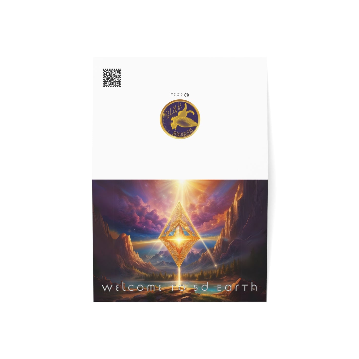 Greeting Cards (10, 30, & 50, 5" x 7" Double Coated), Earth 5D, Merkaba Art, Earth Chakra, Golden Age, Ascension, Digital Art, Christmas, Holiday Earth Day, Rumi Sufi Mystic Inspirational Poetry Quotes, Gift for Him or Her, by Divine Arts