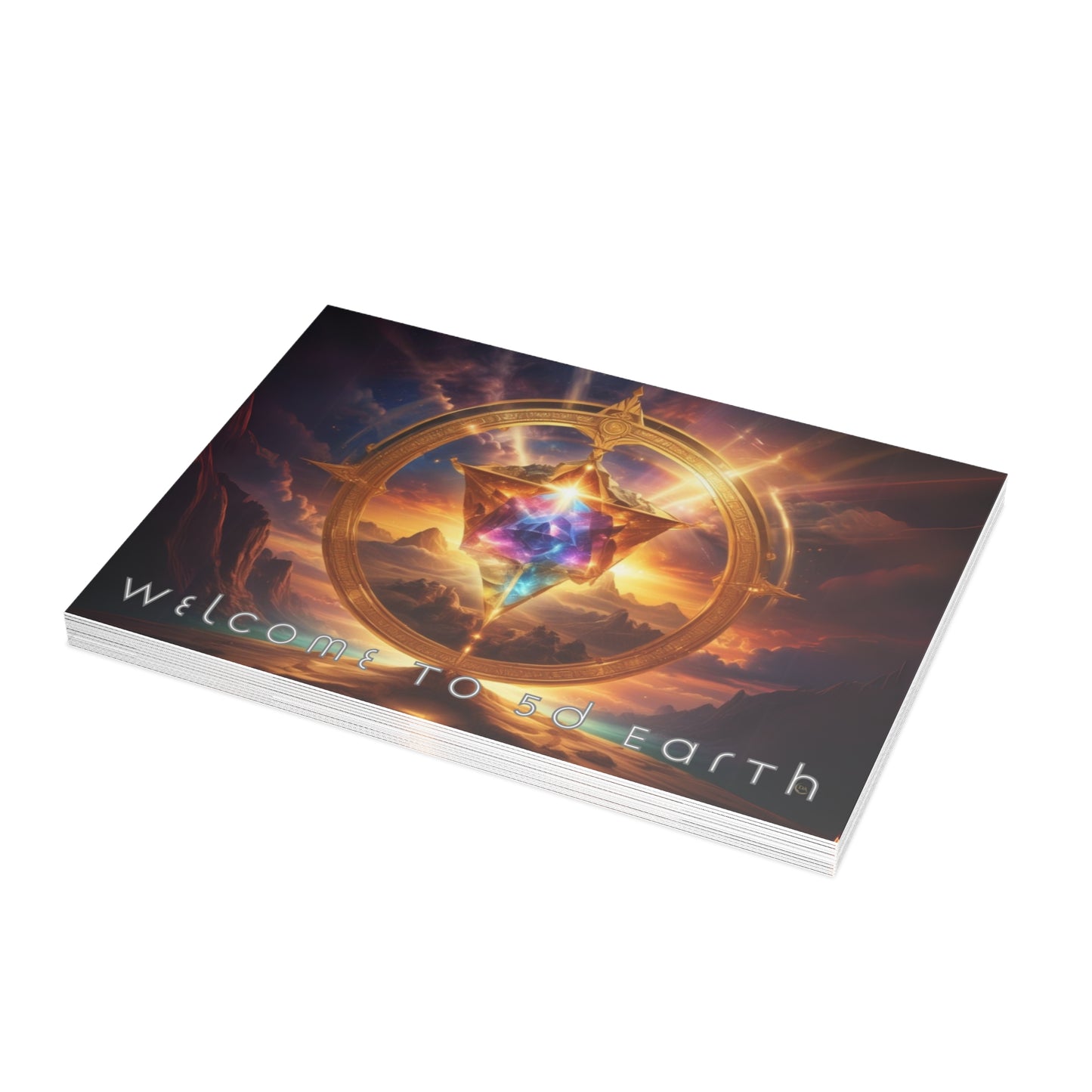 Greeting Cards (10, 30, & 50, 5" x 7" Double Coated), Earth 5D, Merkaba Art, Earth Chakra, Golden Age, Ascension, Digital Art, Christmas, Holiday Earth Day, Rumi Sufi Mystic Inspirational Poetry Quotes, Gift for Him or Her, by Divine Arts