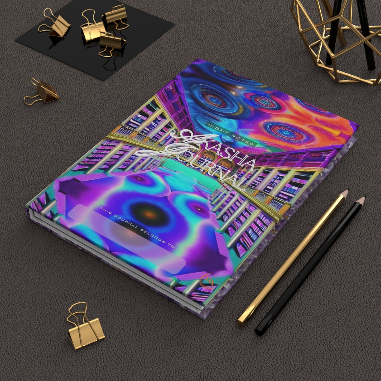 Amethyst Akasha Hardcover Journal — Crystal-Mandala Night Notes Notebook by Divine Arts