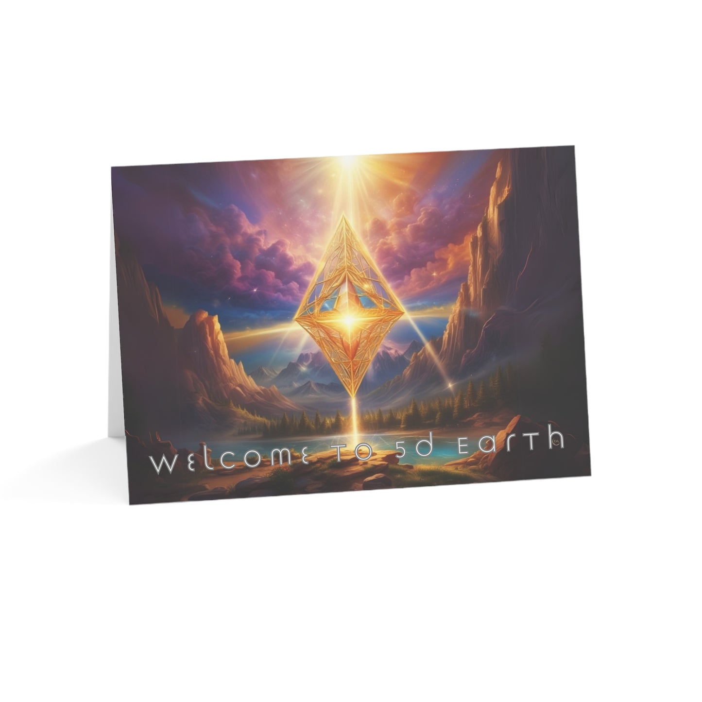 Greeting Cards (10, 30, & 50, 5" x 7" Double Coated), Earth 5D, Merkaba Art, Earth Chakra, Golden Age, Ascension, Digital Art, Christmas, Holiday Earth Day, Rumi Sufi Mystic Inspirational Poetry Quotes, Gift for Him or Her, by Divine Arts