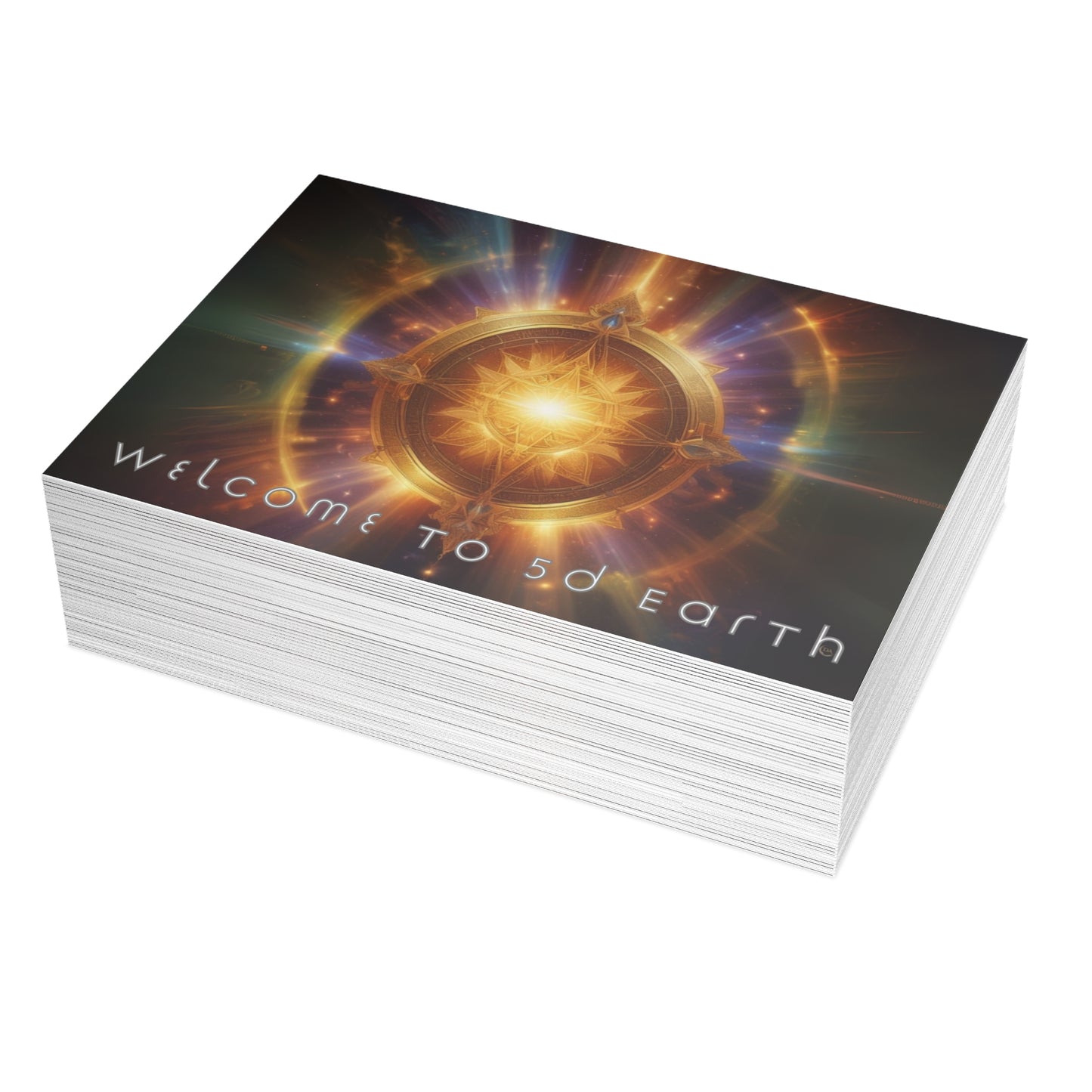 Greeting Cards (10, 30, & 50, 5" x 7" Double Coated), Earth 5D, Merkaba Art, Earth Chakra, Golden Age, Ascension, Digital Art, Christmas, Holiday Earth Day, Rumi Sufi Mystic Inspirational Poetry Quotes, Gift for Him or Her, by Divine Arts