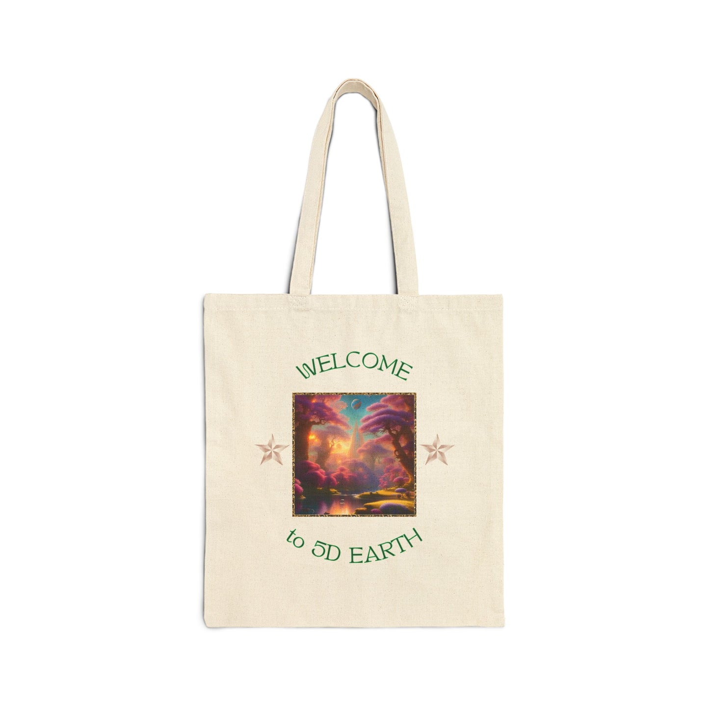 Divine Arts 100% Cotton Canvas Compact Lightweight Spiritual Fantasy Utopia Earth 5D Freedom Ascension Art Tote Bag