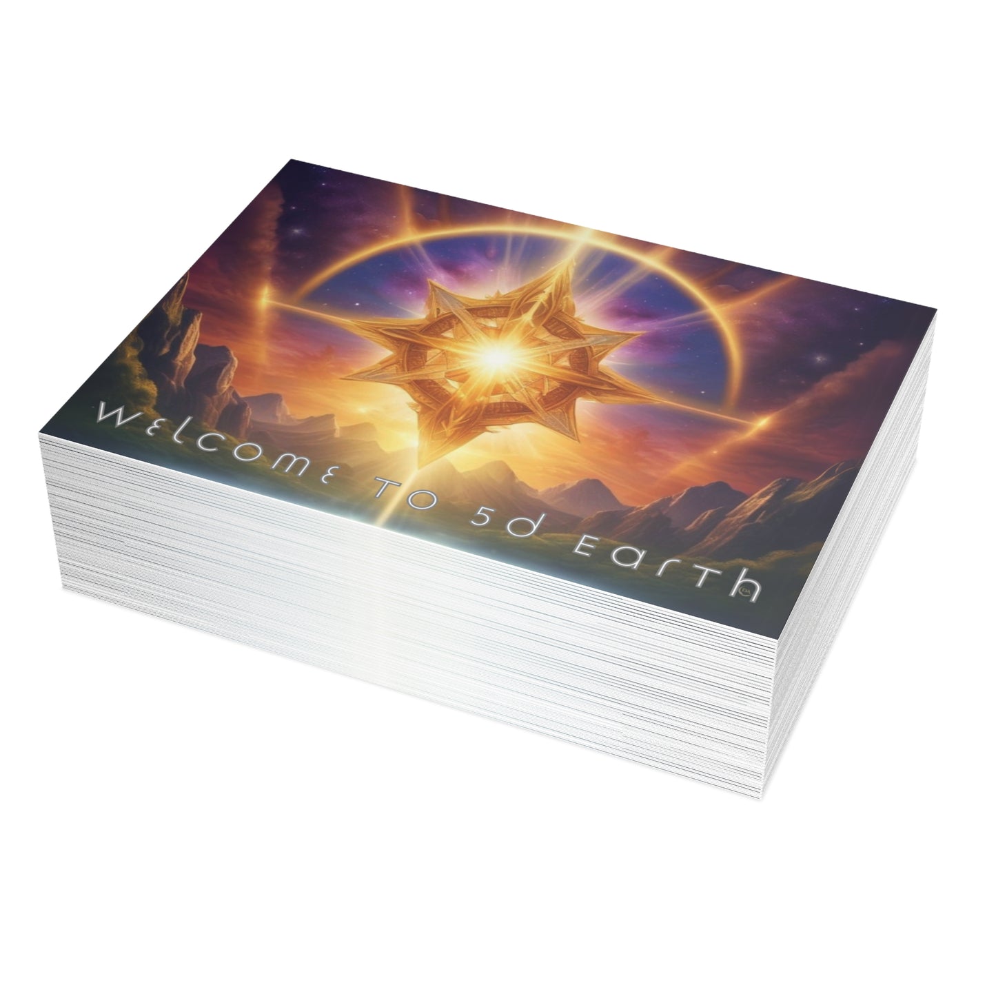 Greeting Cards (10, 30, & 50, 5" x 7" Double Coated), Earth 5D, Merkaba Art, Earth Chakra, Golden Age, Ascension, Digital Art, Christmas, Holiday Earth Day, Rumi Sufi Mystic Inspirational Poetry Quotes, Gift for Him or Her, by Divine Arts
