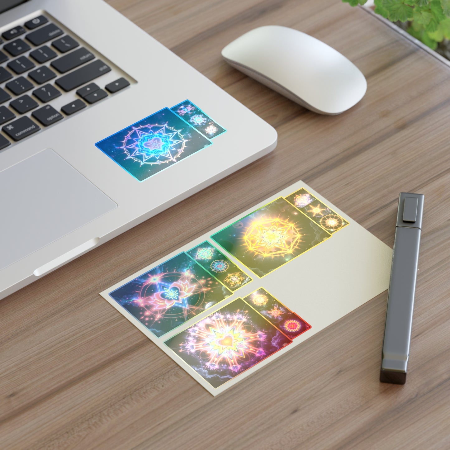 Kaleidoscope Sticker Sheet (6 x 4) - Colorful Cosmic Galaxy Merkaba Lotus Art Psychedelic Sacred Geometry Decals by Divine Arts