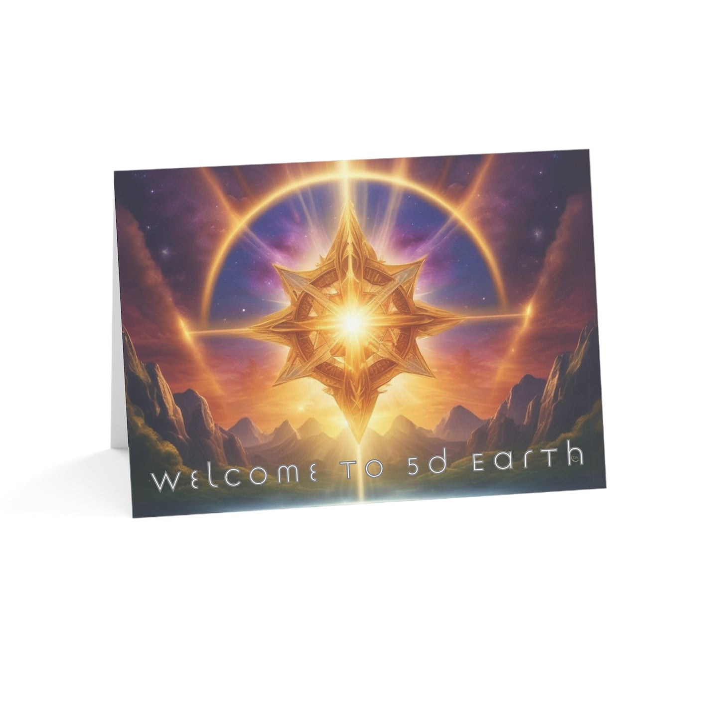 Greeting Cards (10, 30, & 50, 5" x 7" Double Coated), Earth 5D, Merkaba Art, Earth Chakra, Golden Age, Ascension, Digital Art, Christmas, Holiday Earth Day, Rumi Sufi Mystic Inspirational Poetry Quotes, Gift for Him or Her, by Divine Arts