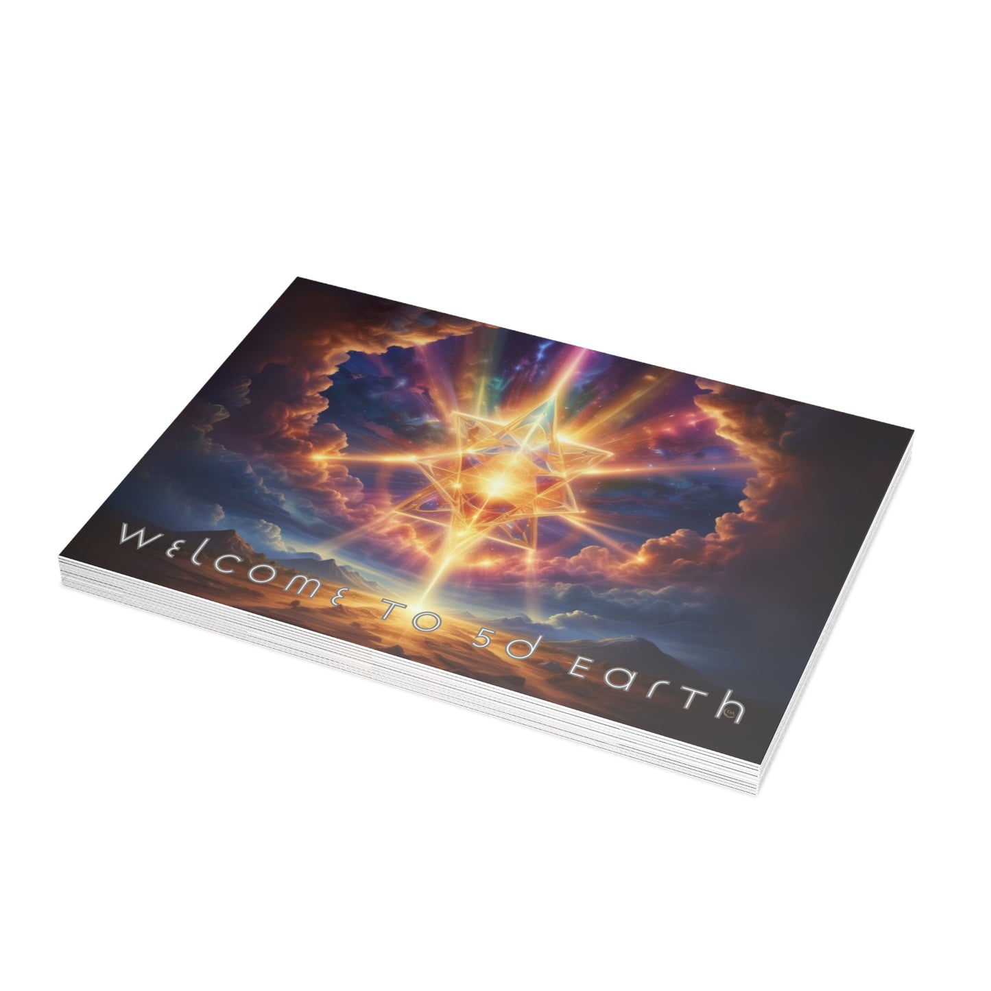 Greeting Cards (10, 30, & 50, 5" x 7" Double Coated), Earth 5D, Merkaba Art, Earth Chakra, Golden Age, Ascension, Digital Art, Christmas, Holiday Earth Day, Rumi Sufi Mystic Inspirational Poetry Quotes, Gift for Him or Her, by Divine Arts