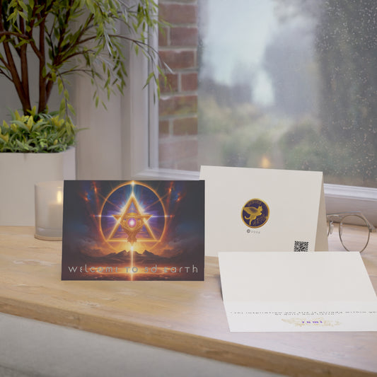 Greeting Cards (10, 30, & 50, 5" x 7" Double Coated), Earth 5D, Merkaba Art, Earth Chakra, Golden Age, Ascension, Digital Art, Christmas, Holiday Earth Day, Rumi Sufi Mystic Inspirational Poetry Quotes, Gift for Him or Her, by Divine Arts