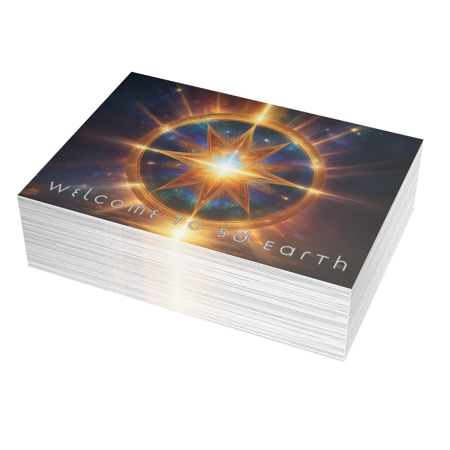 Greeting Cards (10, 30, & 50, 5" x 7" Double Coated), Earth 5D, Merkaba Art, Earth Chakra, Golden Age, Ascension, Digital Art, Christmas, Holiday Earth Day, Rumi Sufi Mystic Inspirational Poetry Quotes, Gift for Him or Her, by Divine Arts