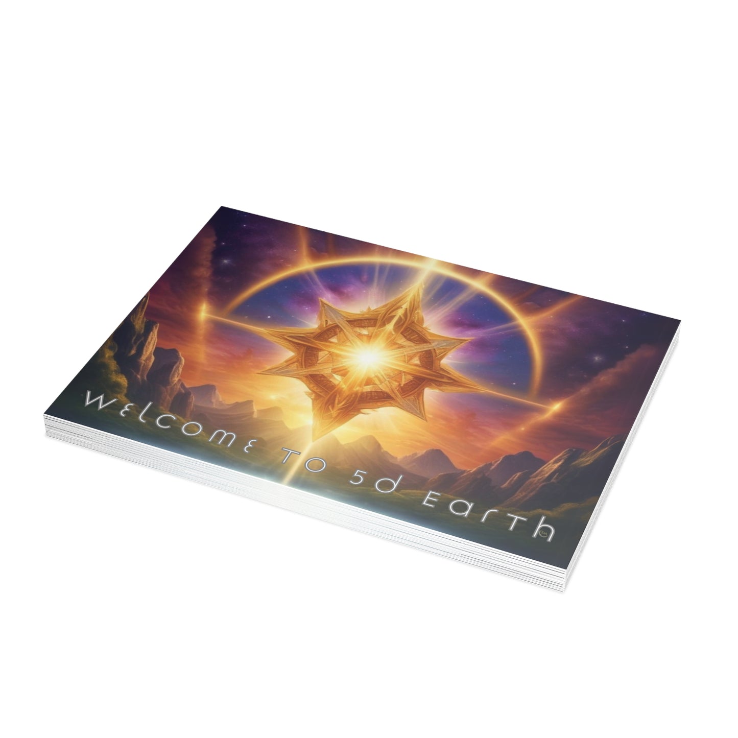 Greeting Cards (10, 30, & 50, 5" x 7" Double Coated), Earth 5D, Merkaba Art, Earth Chakra, Golden Age, Ascension, Digital Art, Christmas, Holiday Earth Day, Rumi Sufi Mystic Inspirational Poetry Quotes, Gift for Him or Her, by Divine Arts