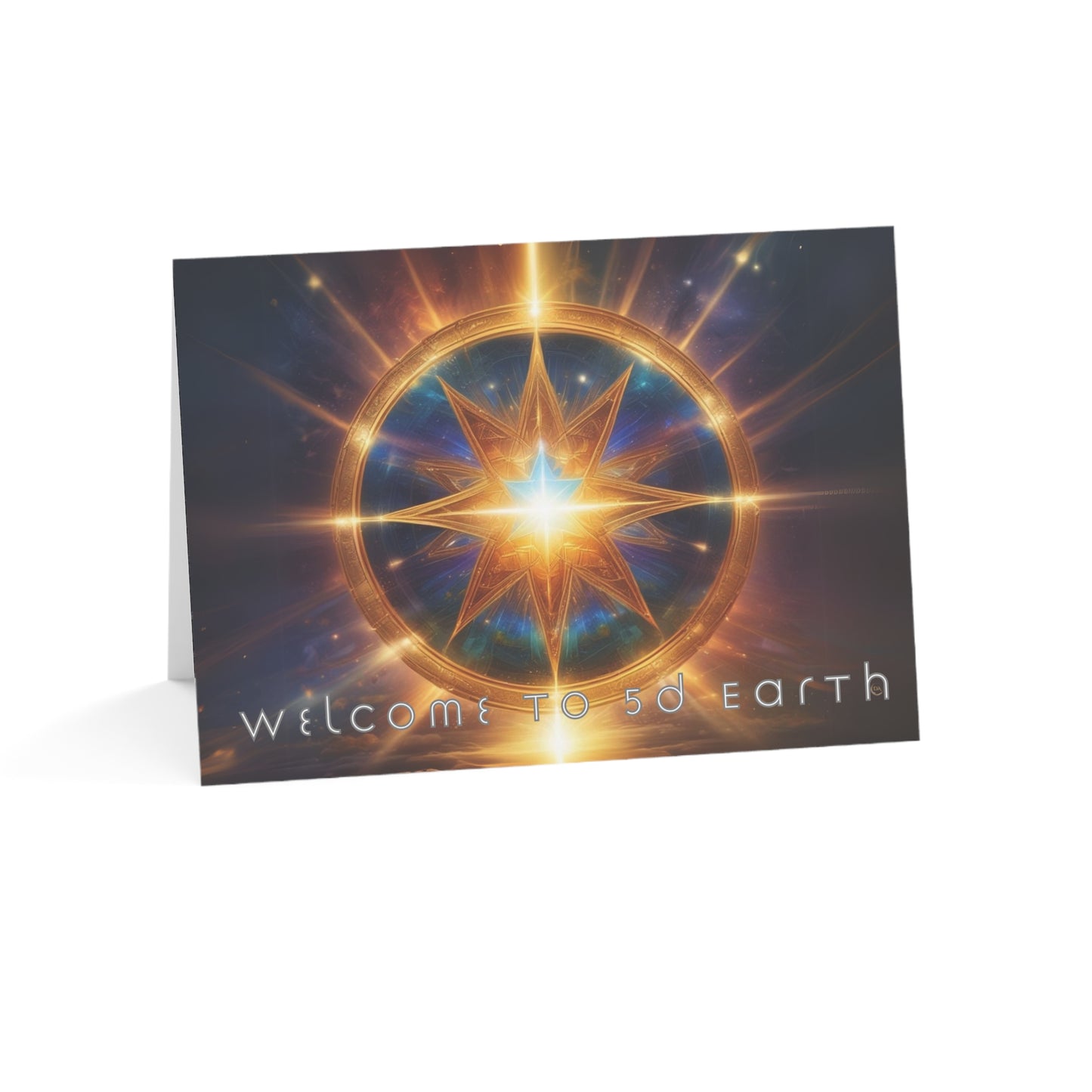 Greeting Cards (10, 30, & 50, 5" x 7" Double Coated), Earth 5D, Merkaba Art, Earth Chakra, Golden Age, Ascension, Digital Art, Christmas, Holiday Earth Day, Rumi Sufi Mystic Inspirational Poetry Quotes, Gift for Him or Her, by Divine Arts
