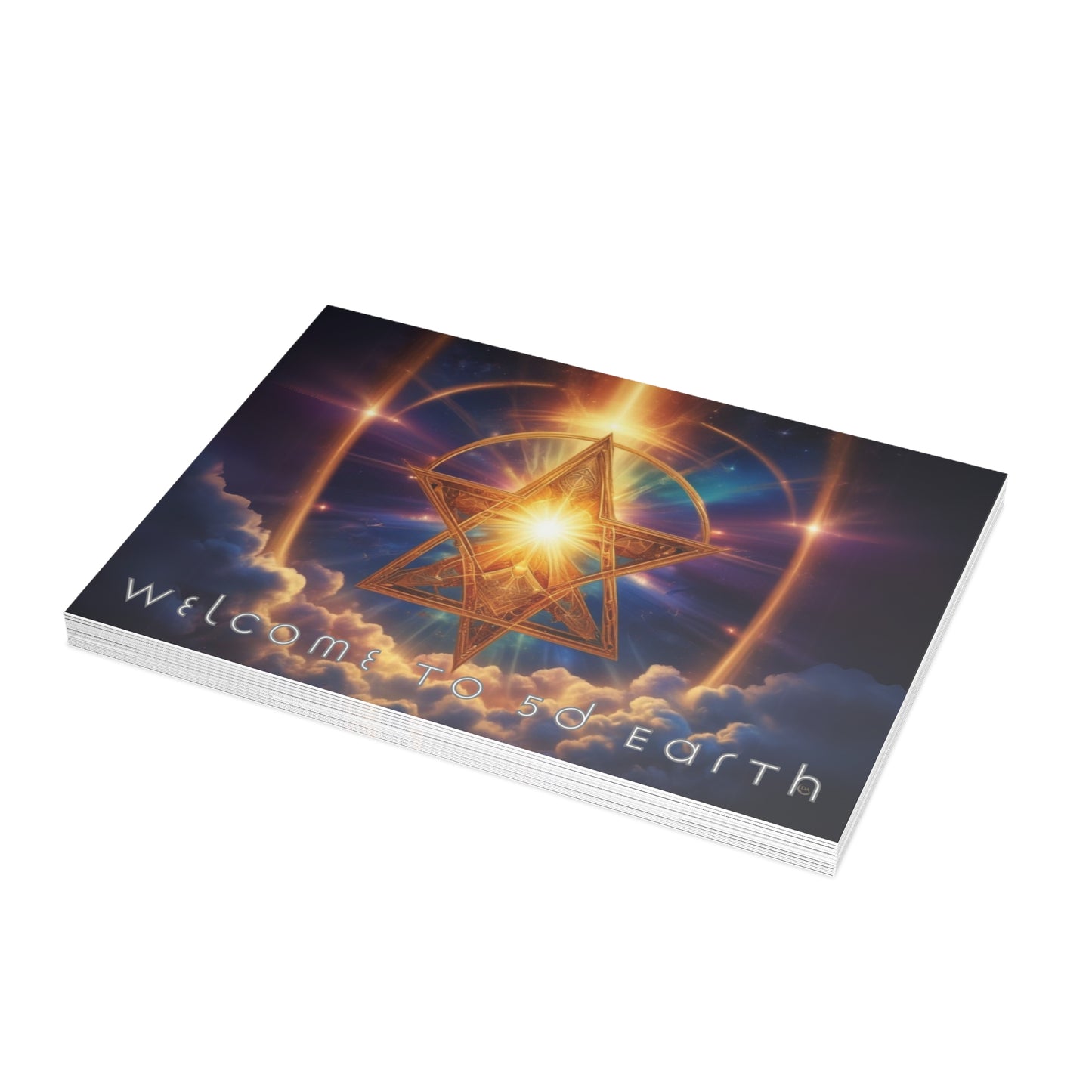 Greeting Cards (10, 30, & 50, 5" x 7" Double Coated), Earth 5D, Merkaba Art, Earth Chakra, Golden Age, Ascension, Digital Art, Christmas, Holiday Earth Day, Rumi Sufi Mystic Inspirational Poetry Quotes, Gift for Him or Her, by Divine Arts