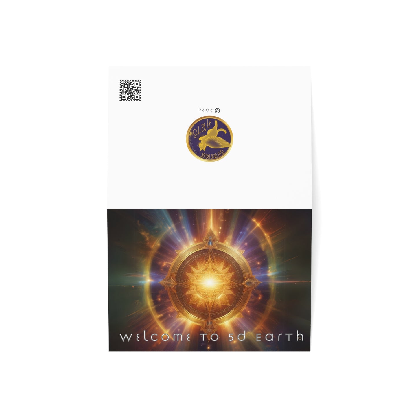 Greeting Cards (10, 30, & 50, 5" x 7" Double Coated), Earth 5D, Merkaba Art, Earth Chakra, Golden Age, Ascension, Digital Art, Christmas, Holiday Earth Day, Rumi Sufi Mystic Inspirational Poetry Quotes, Gift for Him or Her, by Divine Arts