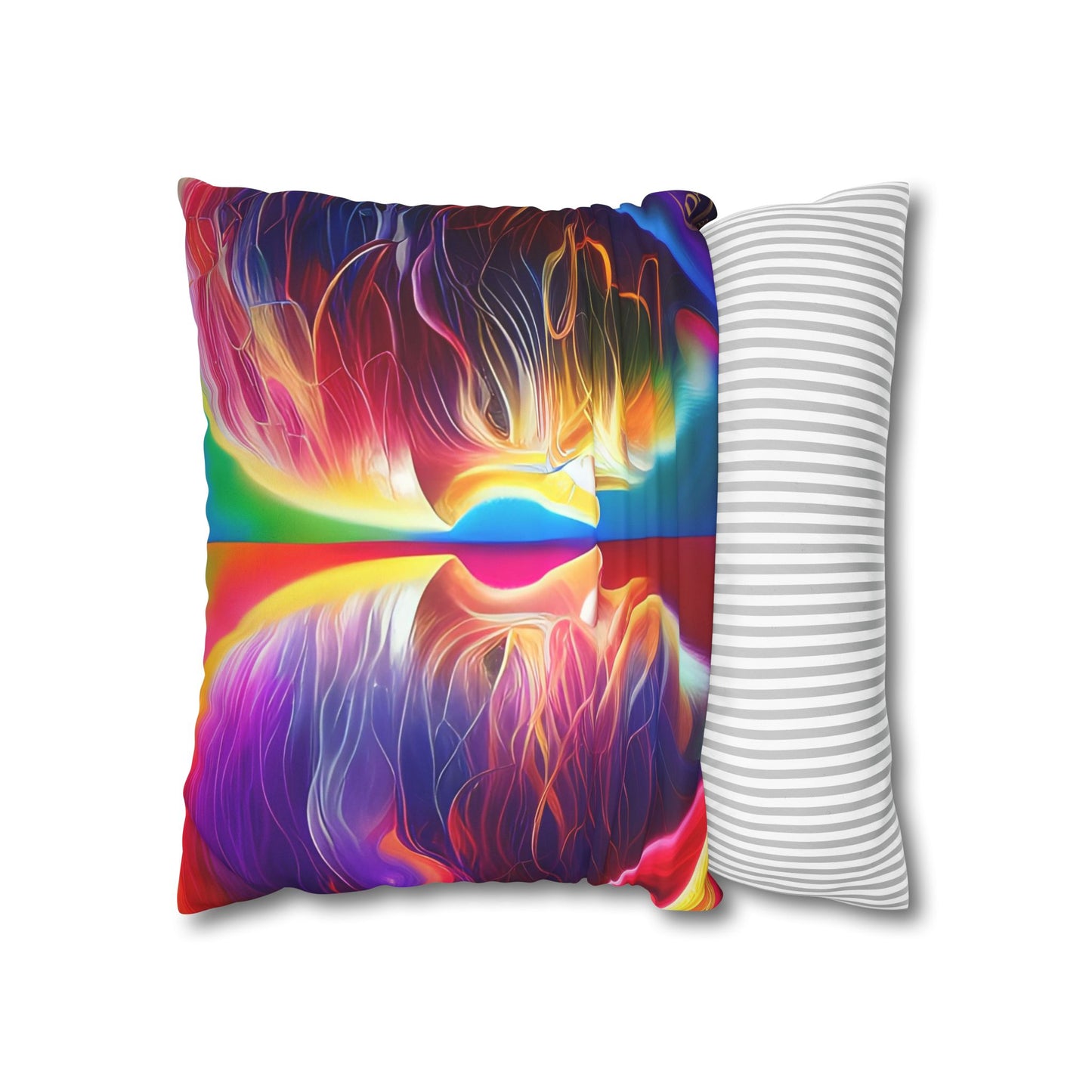 Divine Arts Psychedelic Fantasy Hierogamic Divine Union Kingdom Within Double-Sided Print Rainbow Colors Faux Suede Square Pillow Cover