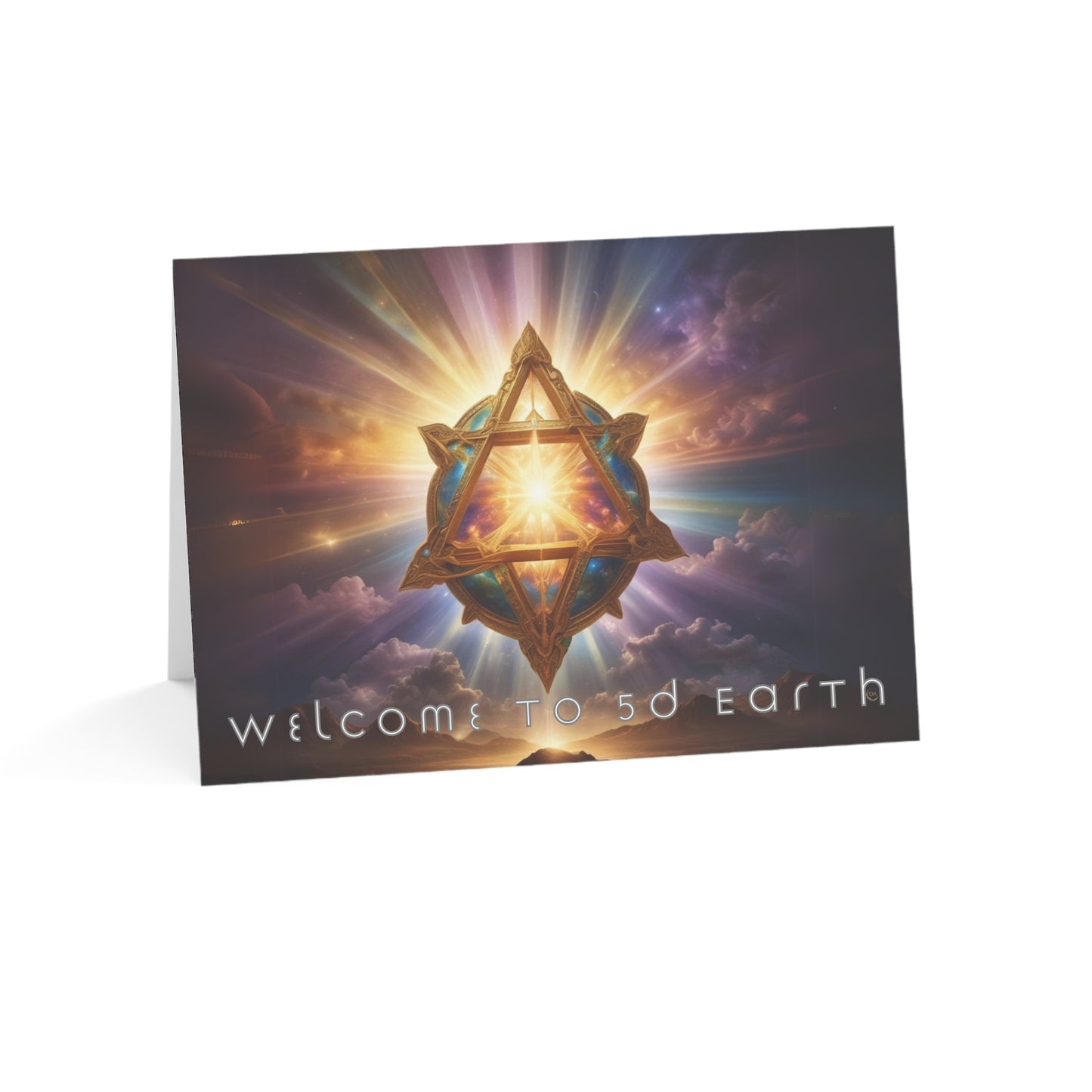 Greeting Cards (10, 30, & 50, 5" x 7" Double Coated), Earth 5D, Merkaba Art, Earth Chakra, Golden Age, Ascension, Digital Art, Christmas, Holiday Earth Day, Rumi Sufi Mystic Inspirational Poetry Quotes, Gift for Him or Her, by Divine Arts
