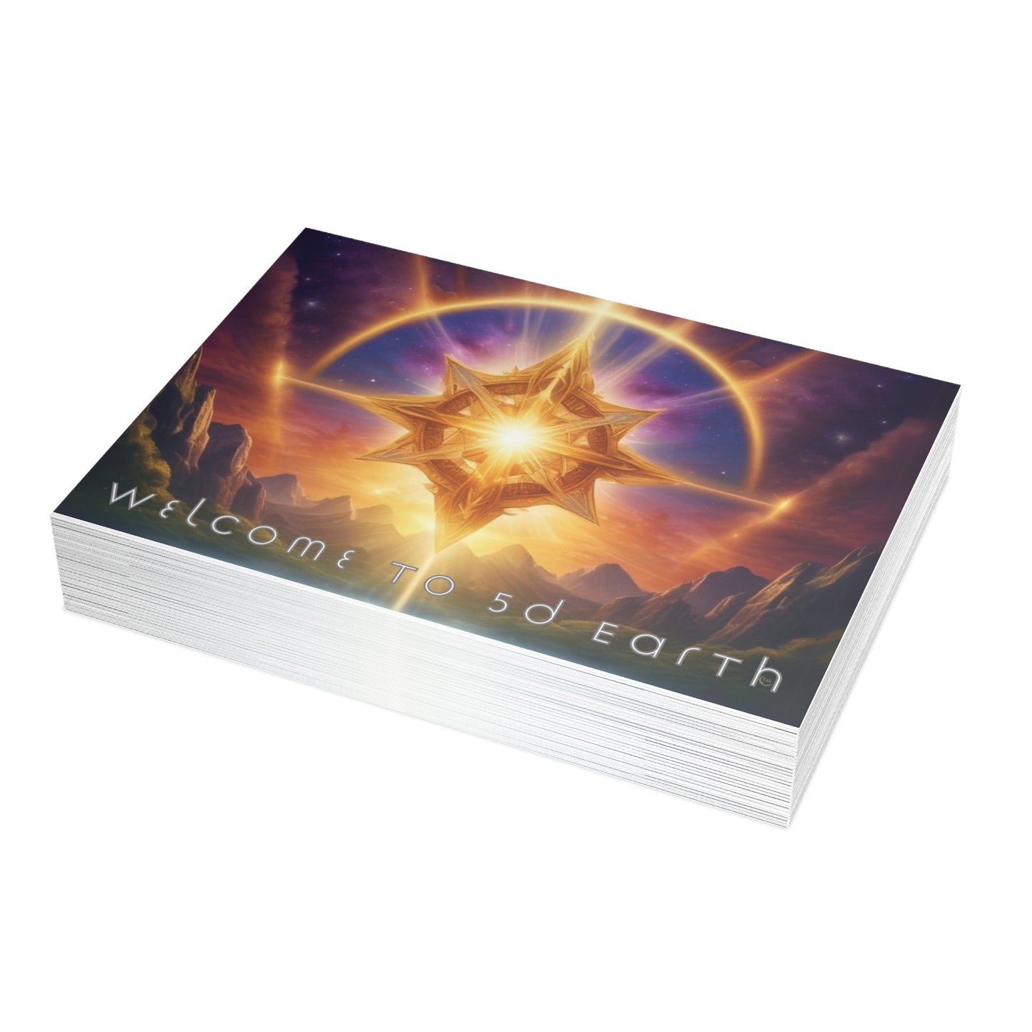 Greeting Cards (10, 30, & 50, 5" x 7" Double Coated), Earth 5D, Merkaba Art, Earth Chakra, Golden Age, Ascension, Digital Art, Christmas, Holiday Earth Day, Rumi Sufi Mystic Inspirational Poetry Quotes, Gift for Him or Her, by Divine Arts