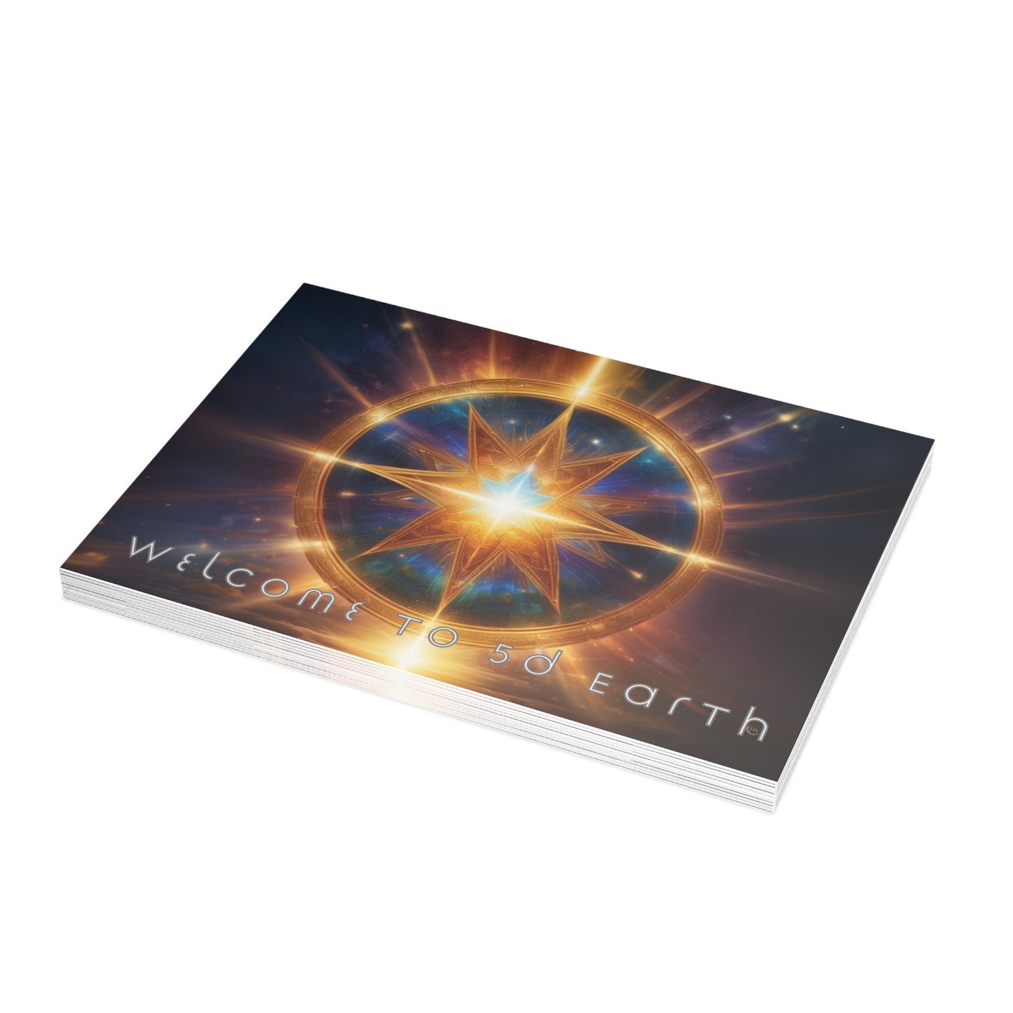 Greeting Cards (10, 30, & 50, 5" x 7" Double Coated), Earth 5D, Merkaba Art, Earth Chakra, Golden Age, Ascension, Digital Art, Christmas, Holiday Earth Day, Rumi Sufi Mystic Inspirational Poetry Quotes, Gift for Him or Her, by Divine Arts